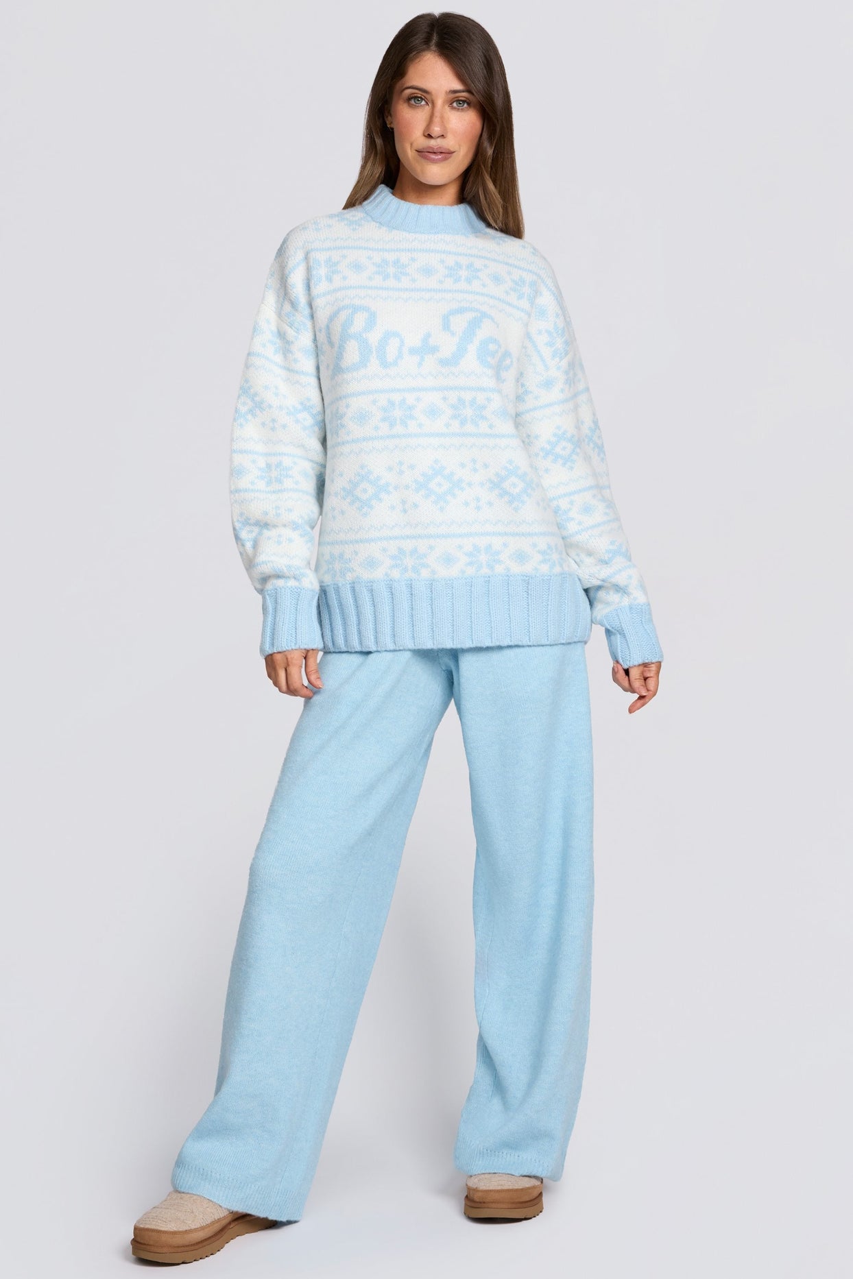 Jacquard-Knit Oversized Jumper in Powder Blue
