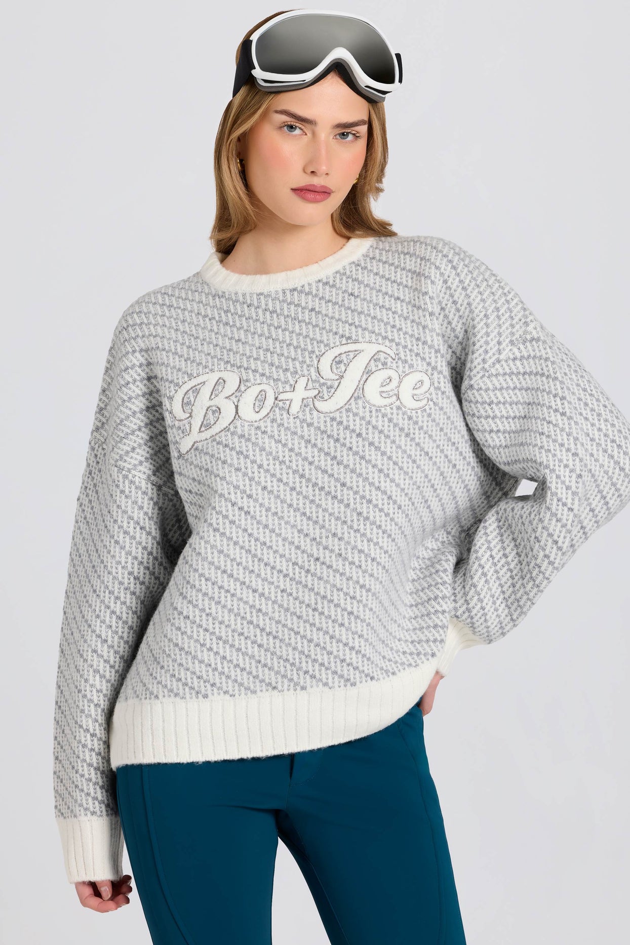 Knit Logo Oversized Jumper in Ice