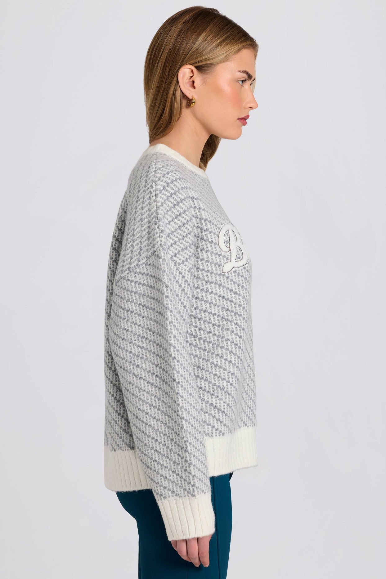 Knit Logo Oversized Jumper in Ice