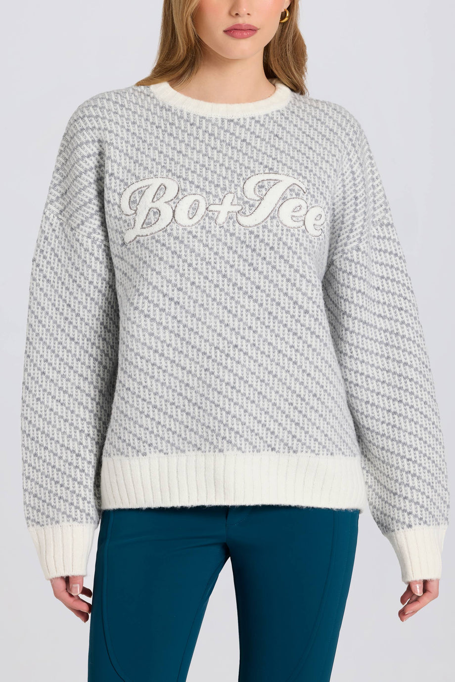 Knit Logo Oversized Jumper in Ice