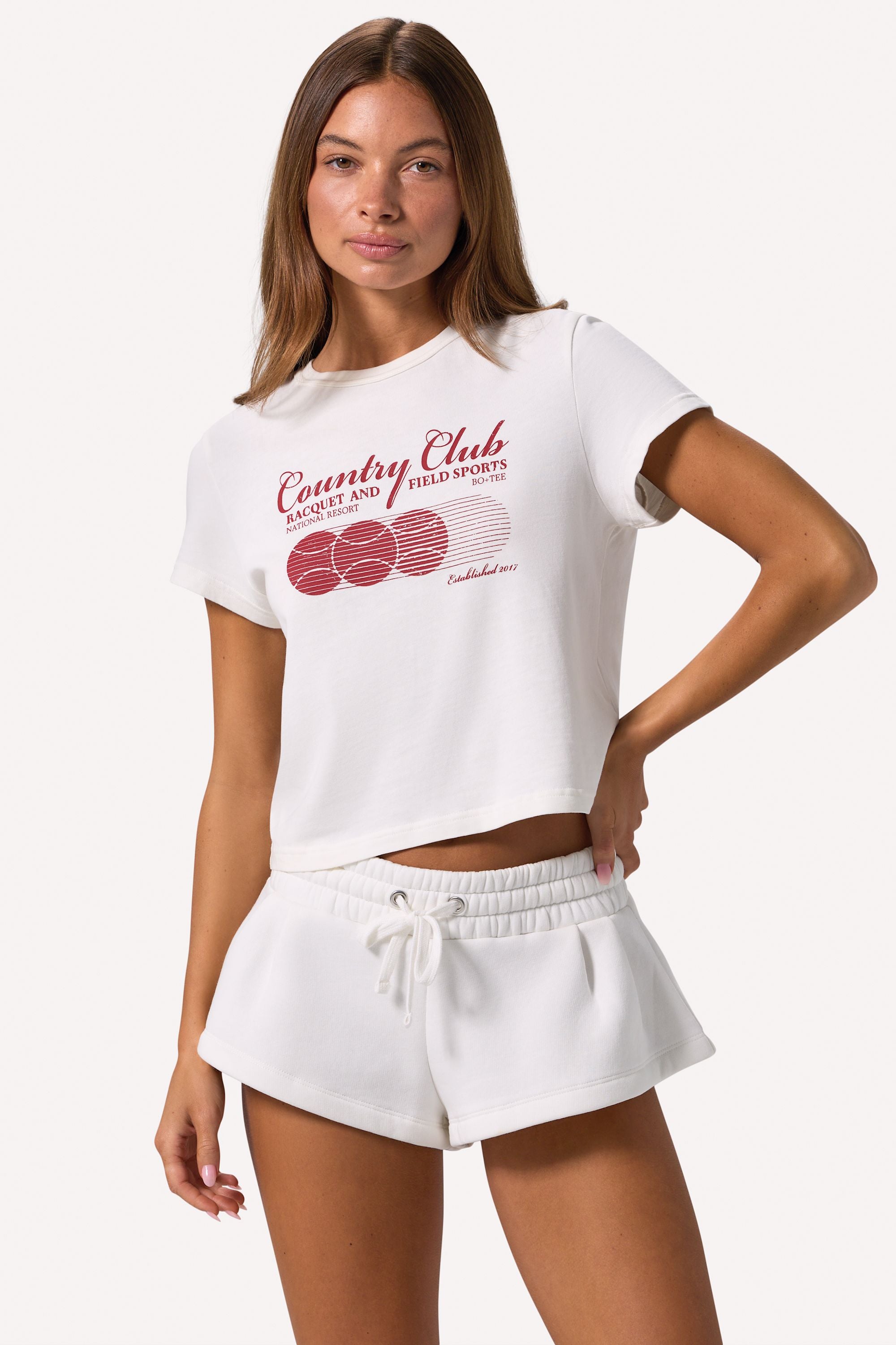 Cropped Graphic T-Shirt in Ivory