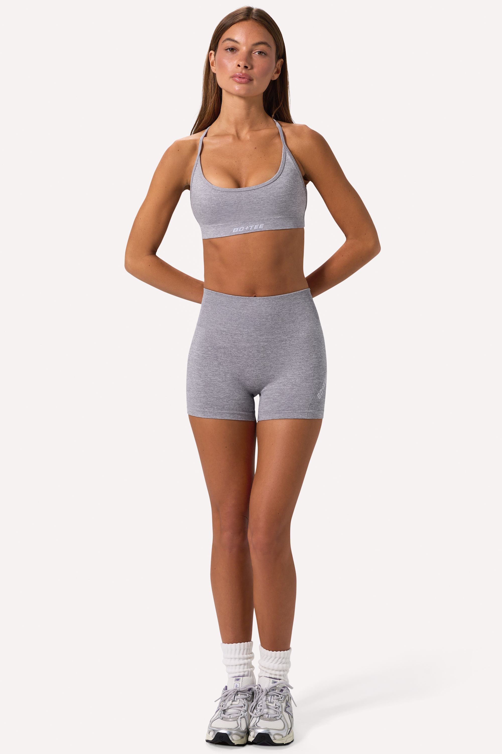 Super Sculpt Seamless Backless Sports Bra in Grey Marl