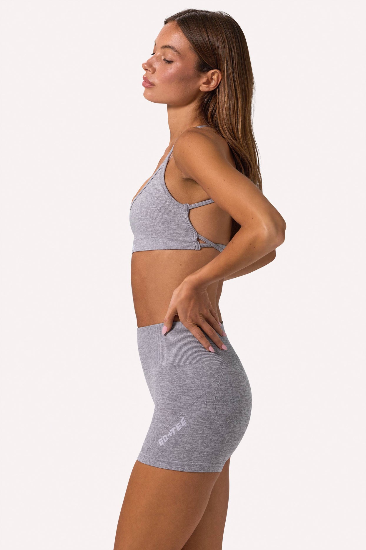 Super Sculpt Seamless Backless Sports Bra in Grey Marl - 3