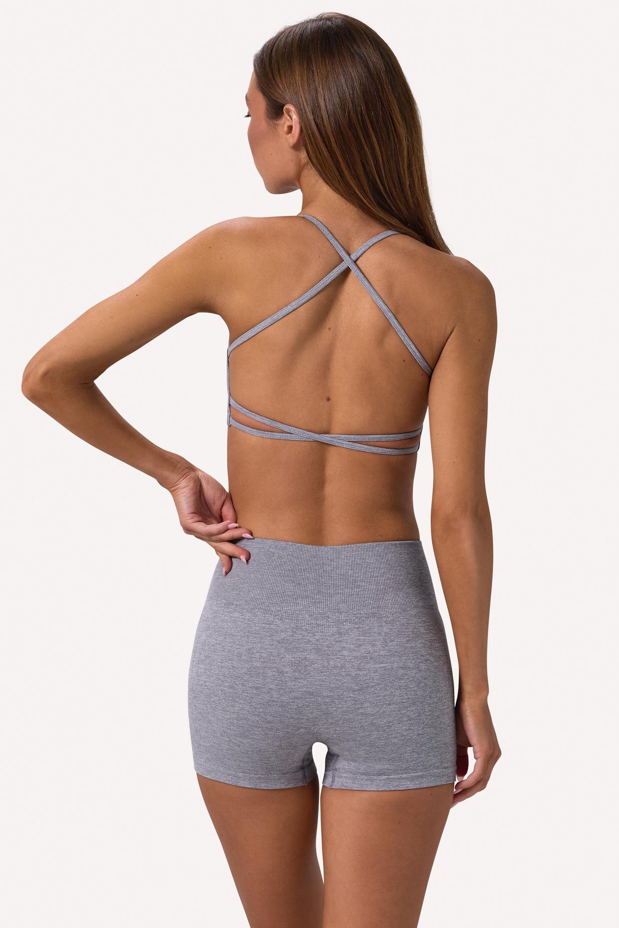 Super Sculpt Seamless Backless Sports Bra in Grey Marl - 2