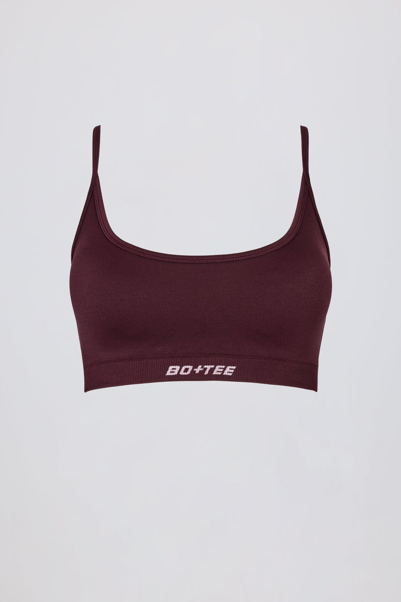 Super Sculpt Seamless Backless Sports Bra in Burgundy - 1