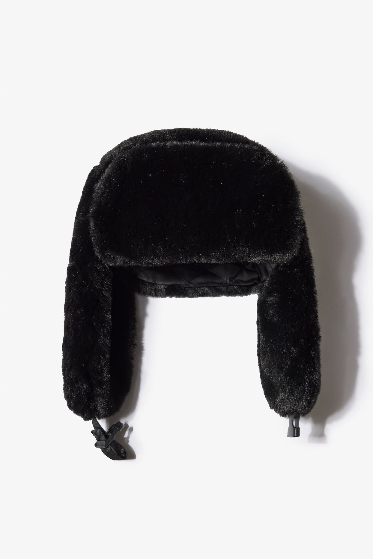 Faux-Fur Trapper Hat in Black
