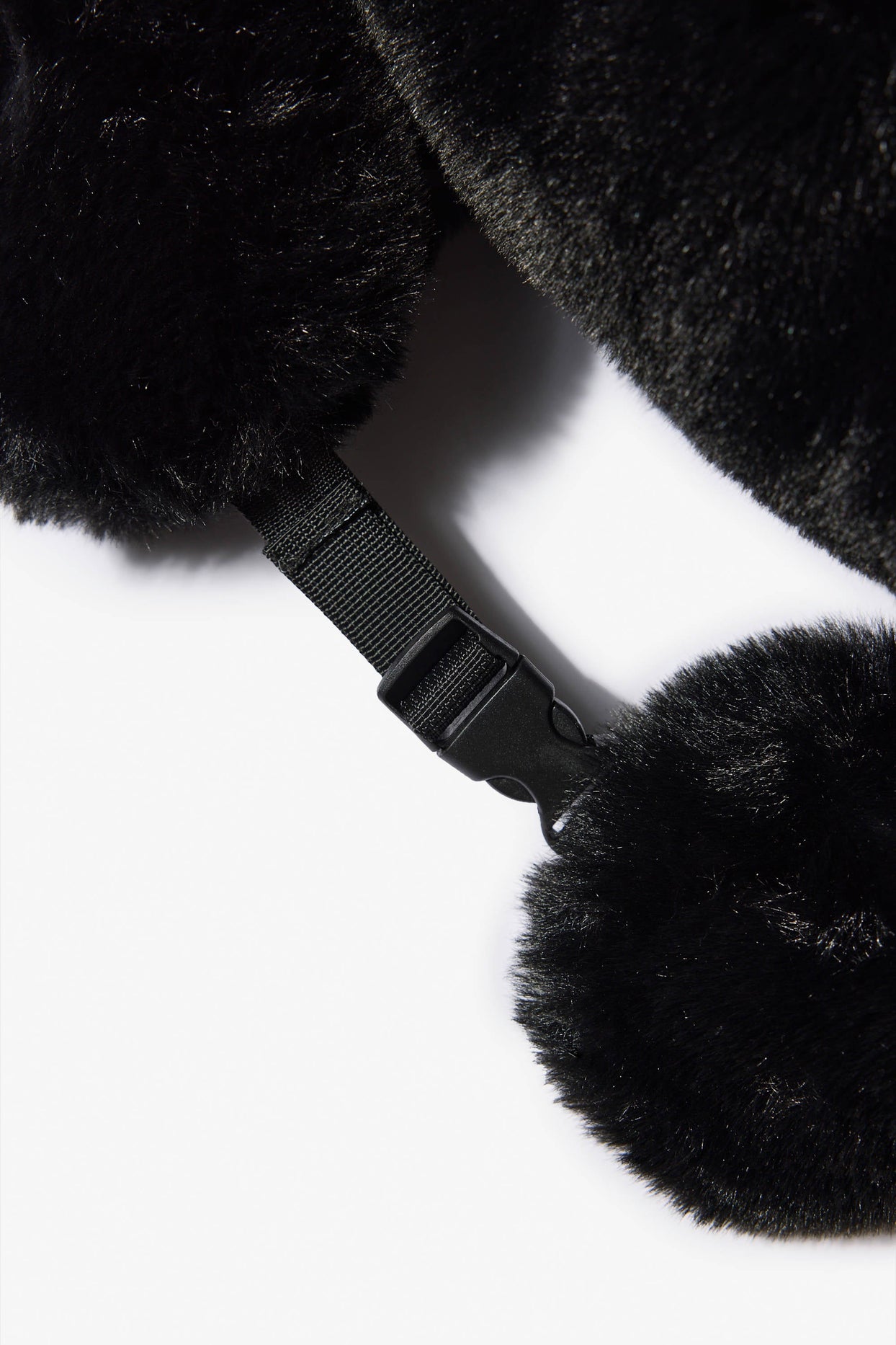 Faux-Fur Trapper Hat in Black