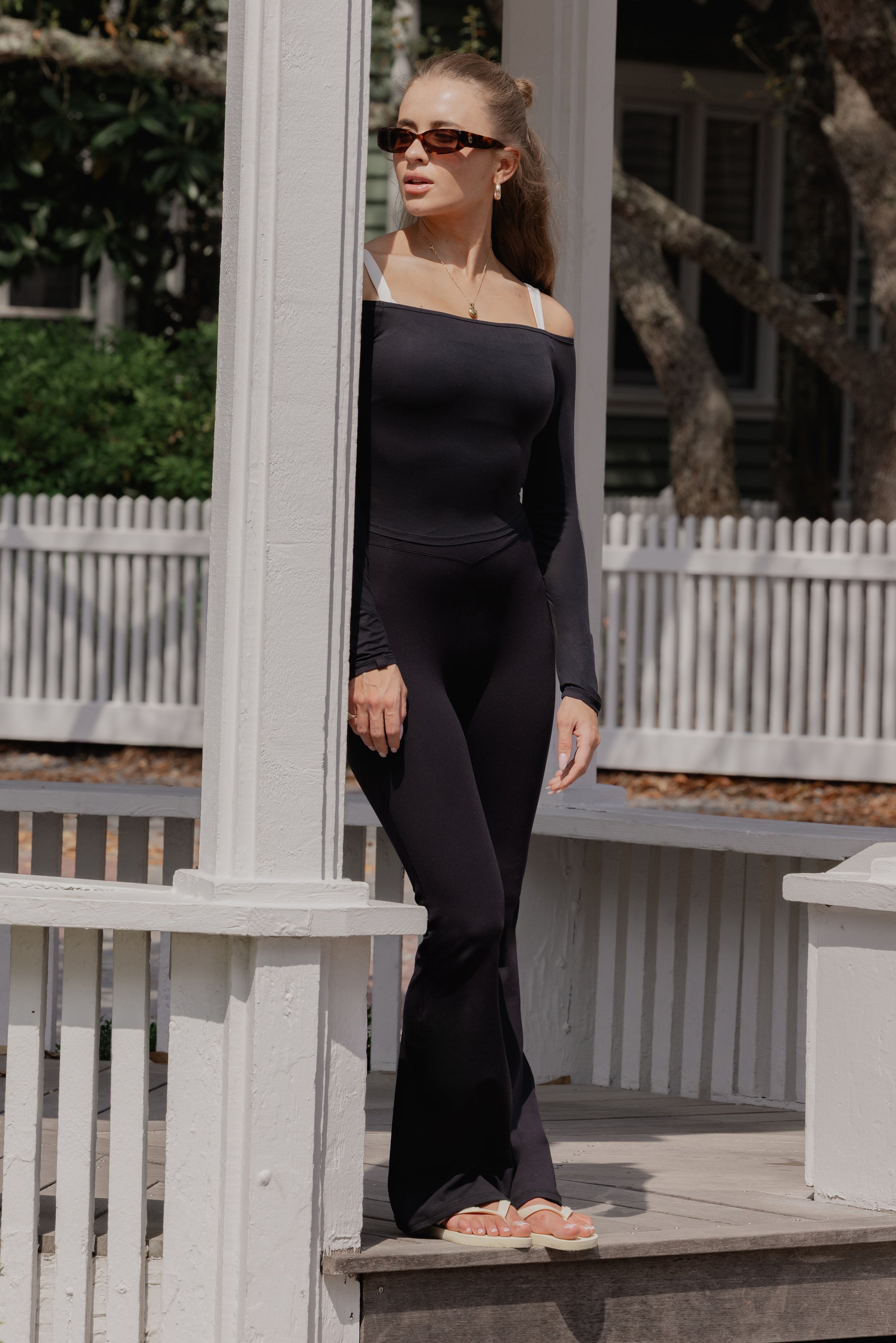 Soft Jersey Off-Shoulder Top in Black - 1