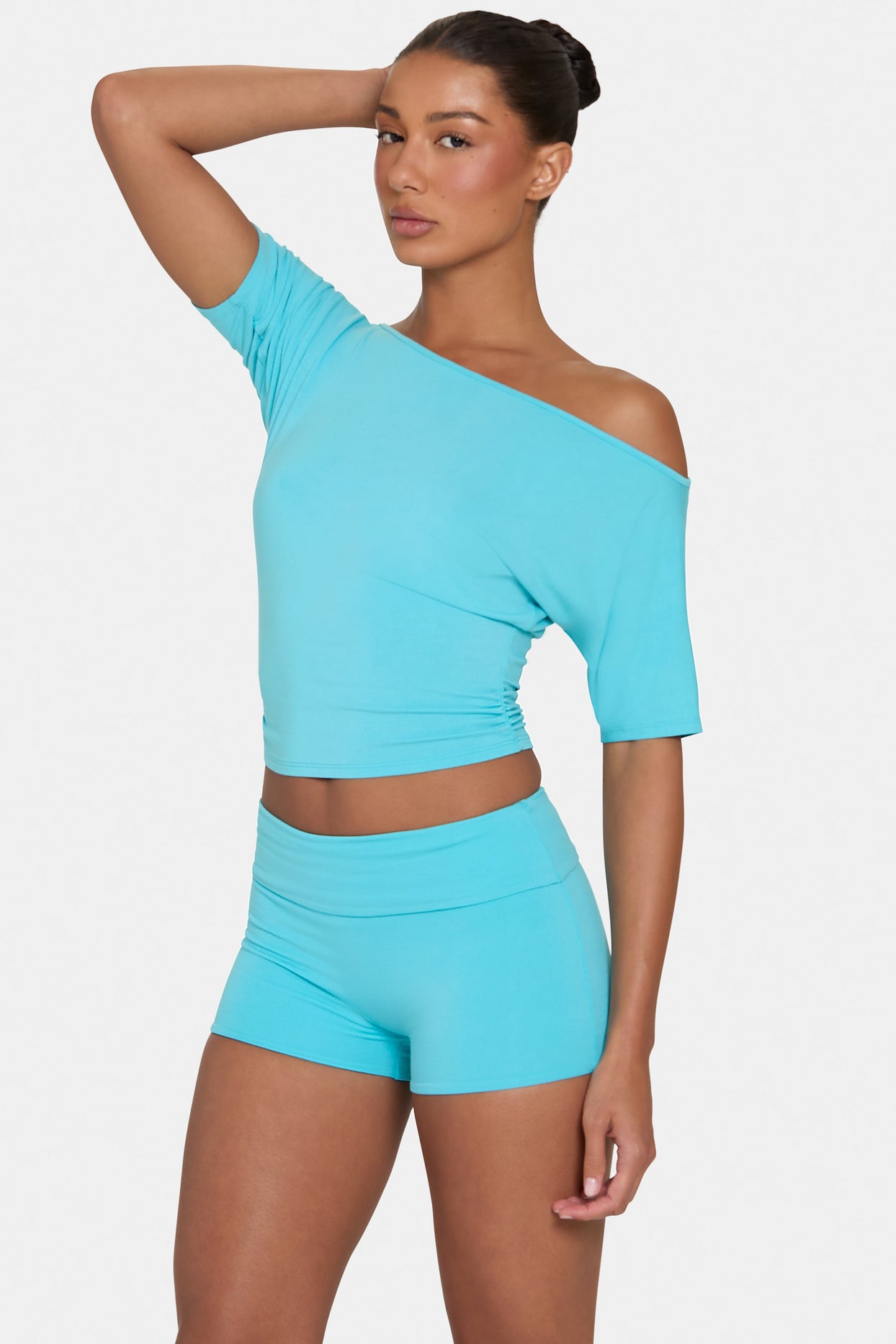 ButterCloud™ Slouchy Off-Shoulder Top in Aqua - 5