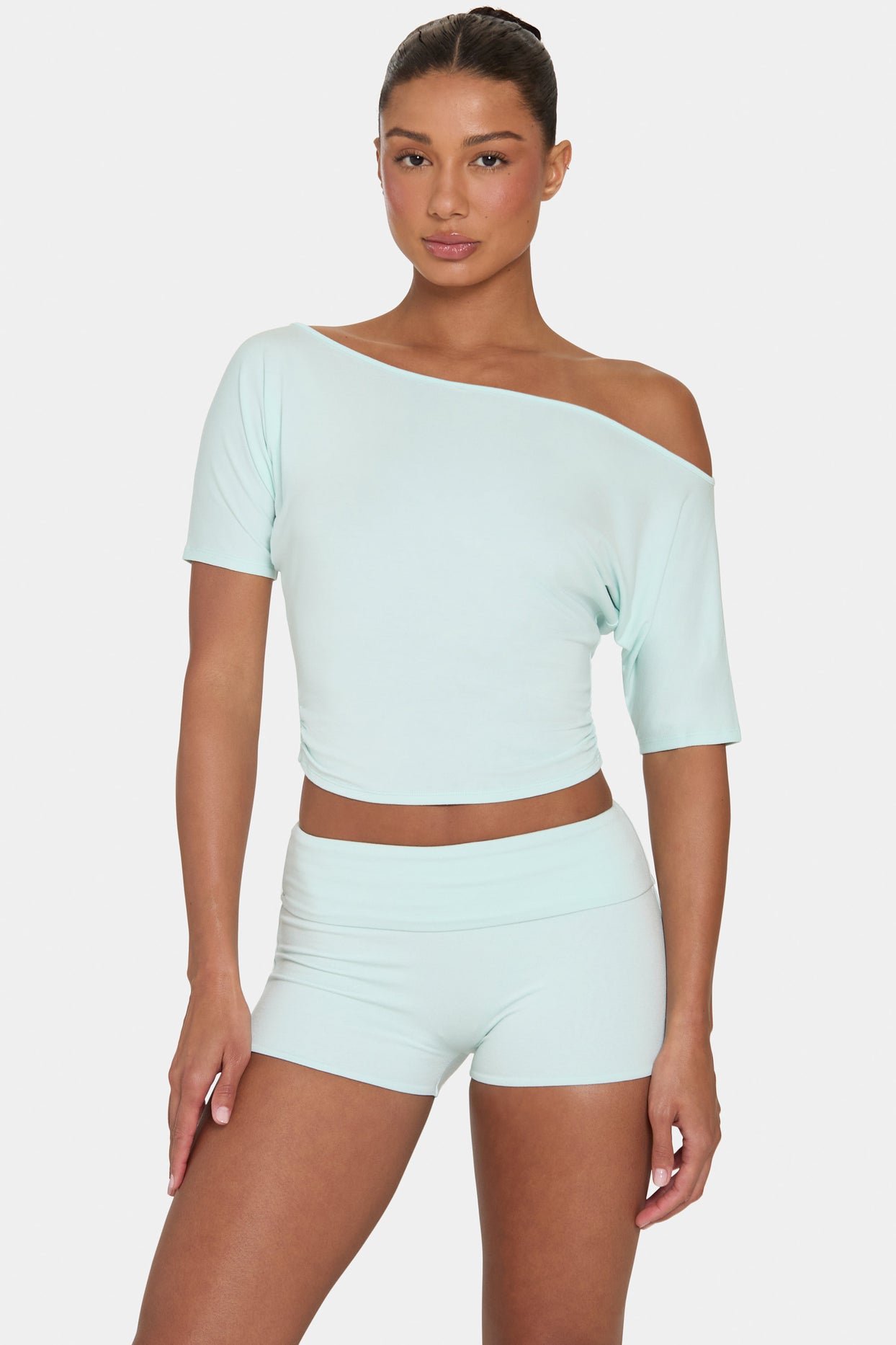 ButterCloud™ Mini Foldover Shorts in Peppermint - 5