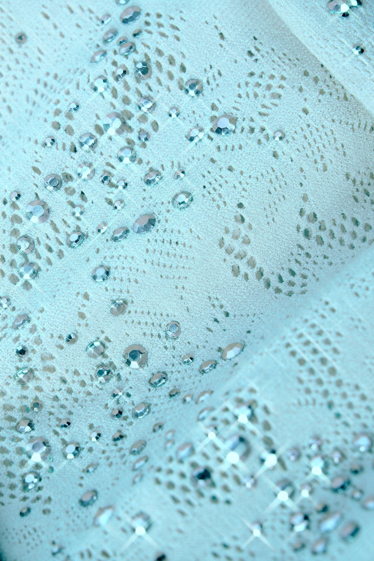 Embellished Mid-Rise Mini Skirt in Ice Blue - 12