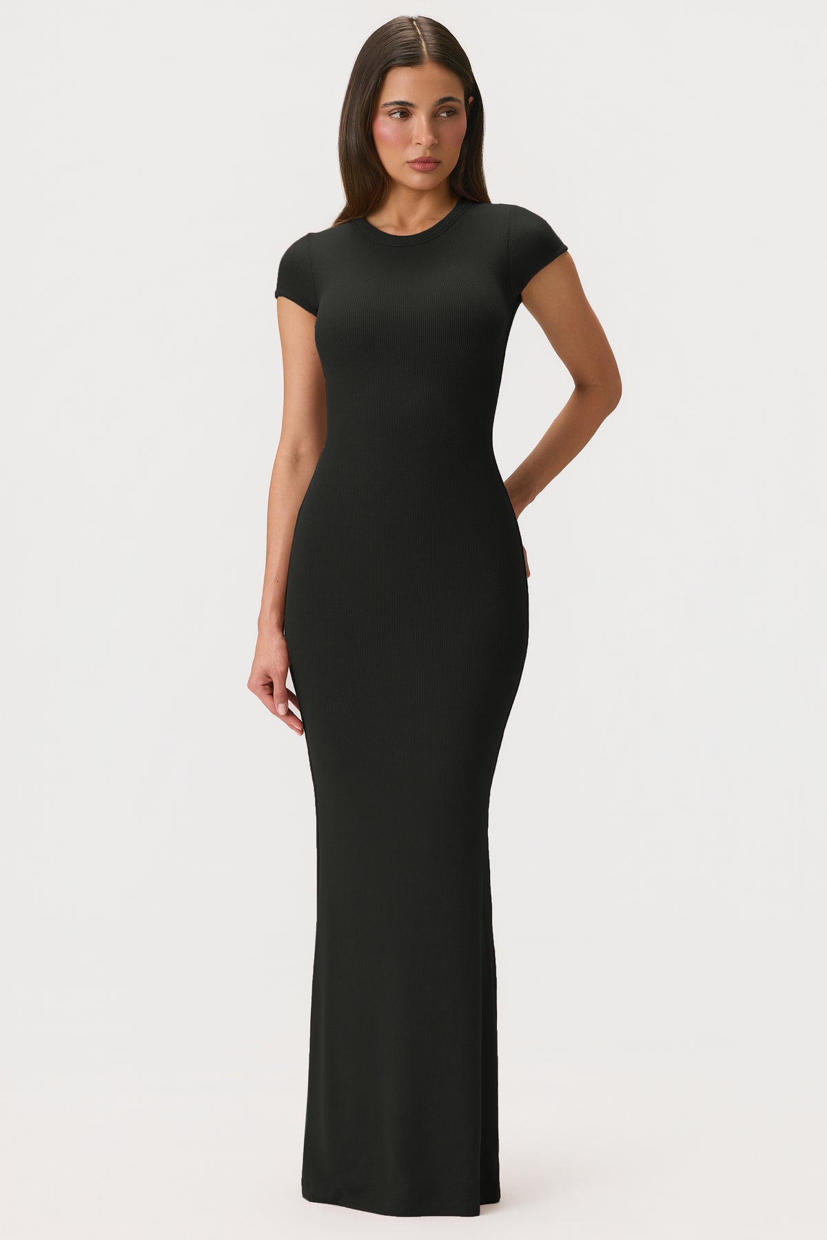 ButterCloud™ Cap Sleeve Maxi Dress in Black - 1
