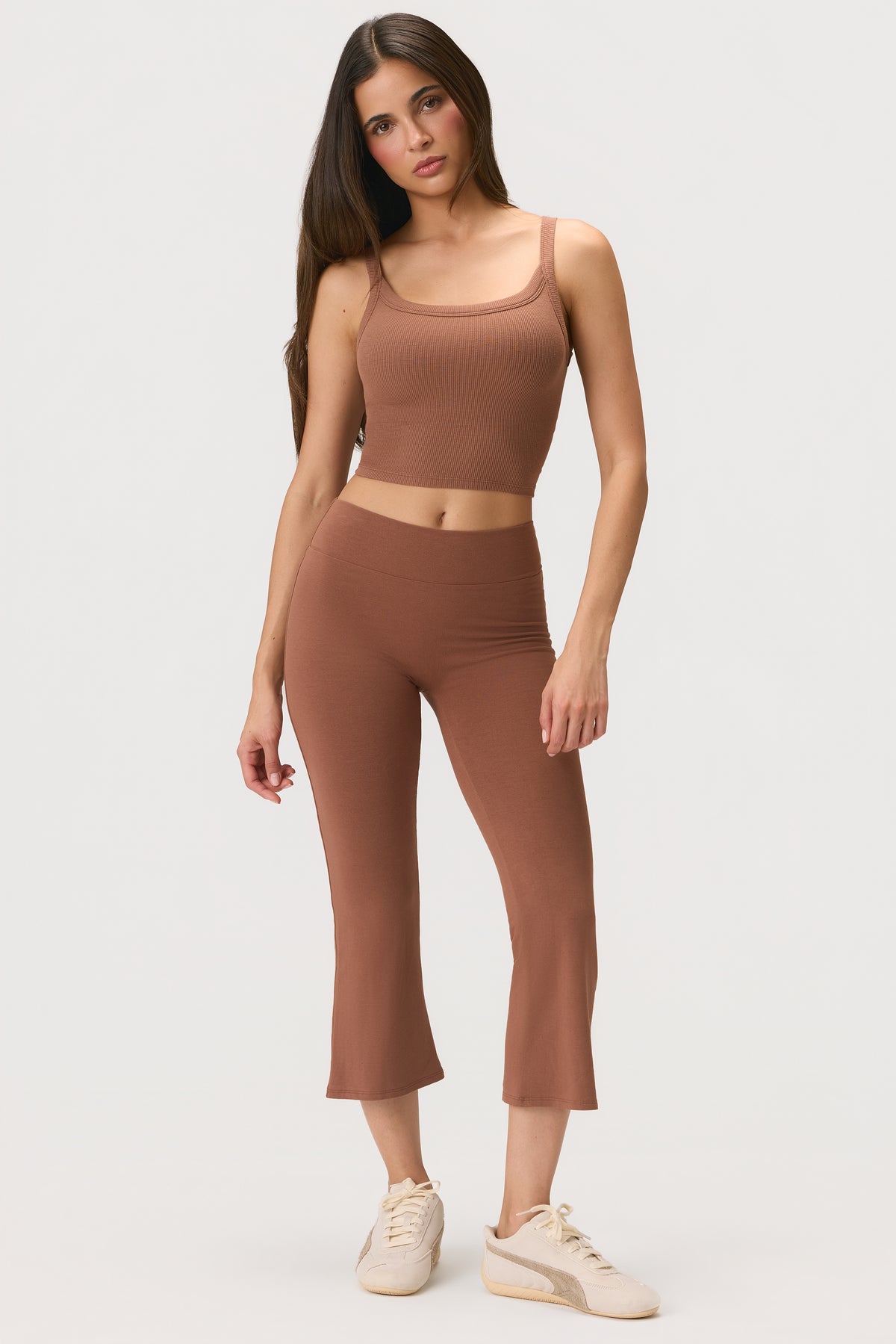 ButterCloud™ Flared Capri Leggings in Cocoa - 1