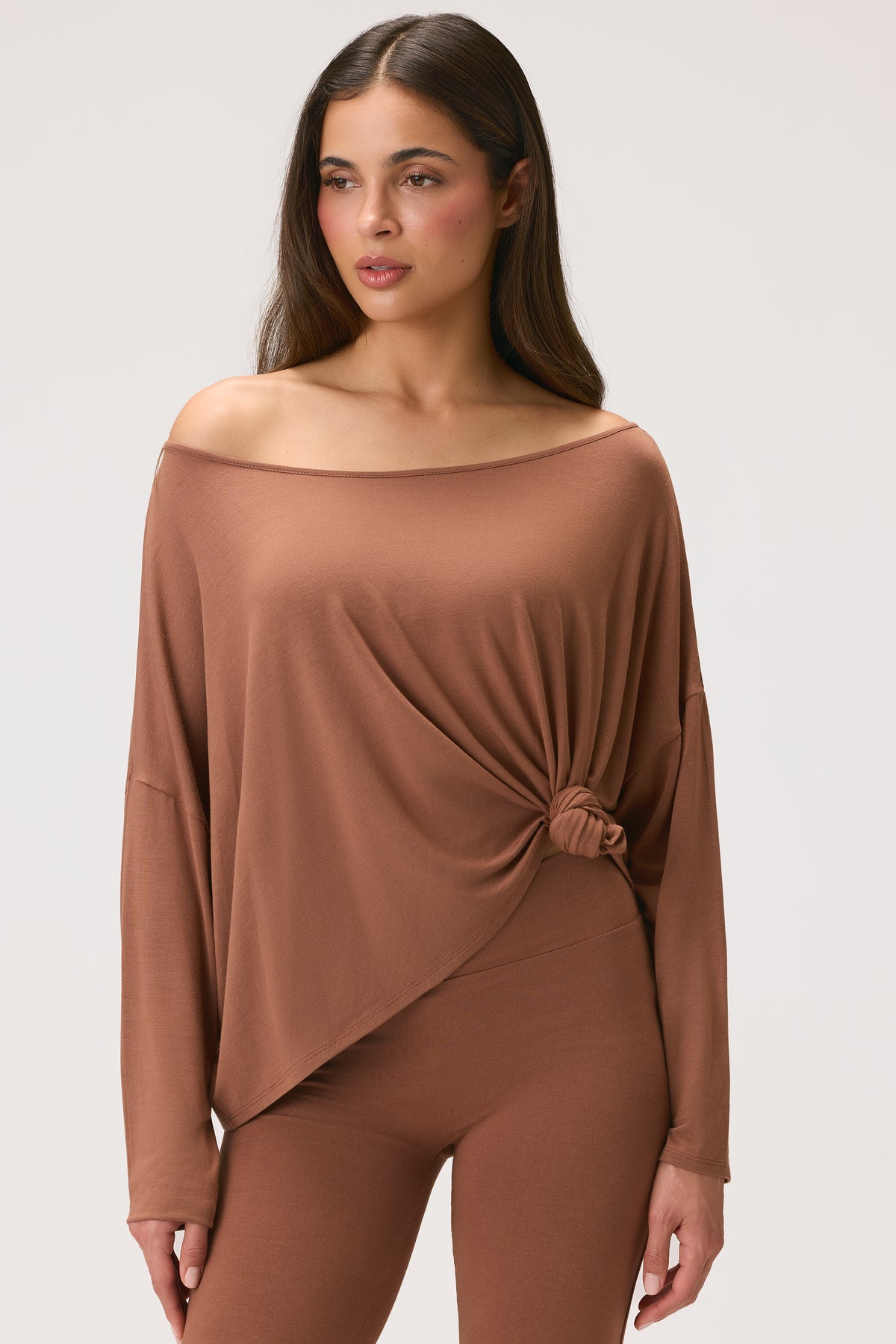 ButterCloud™ Slouchy Off-Shoulder Top in Cocoa - 1