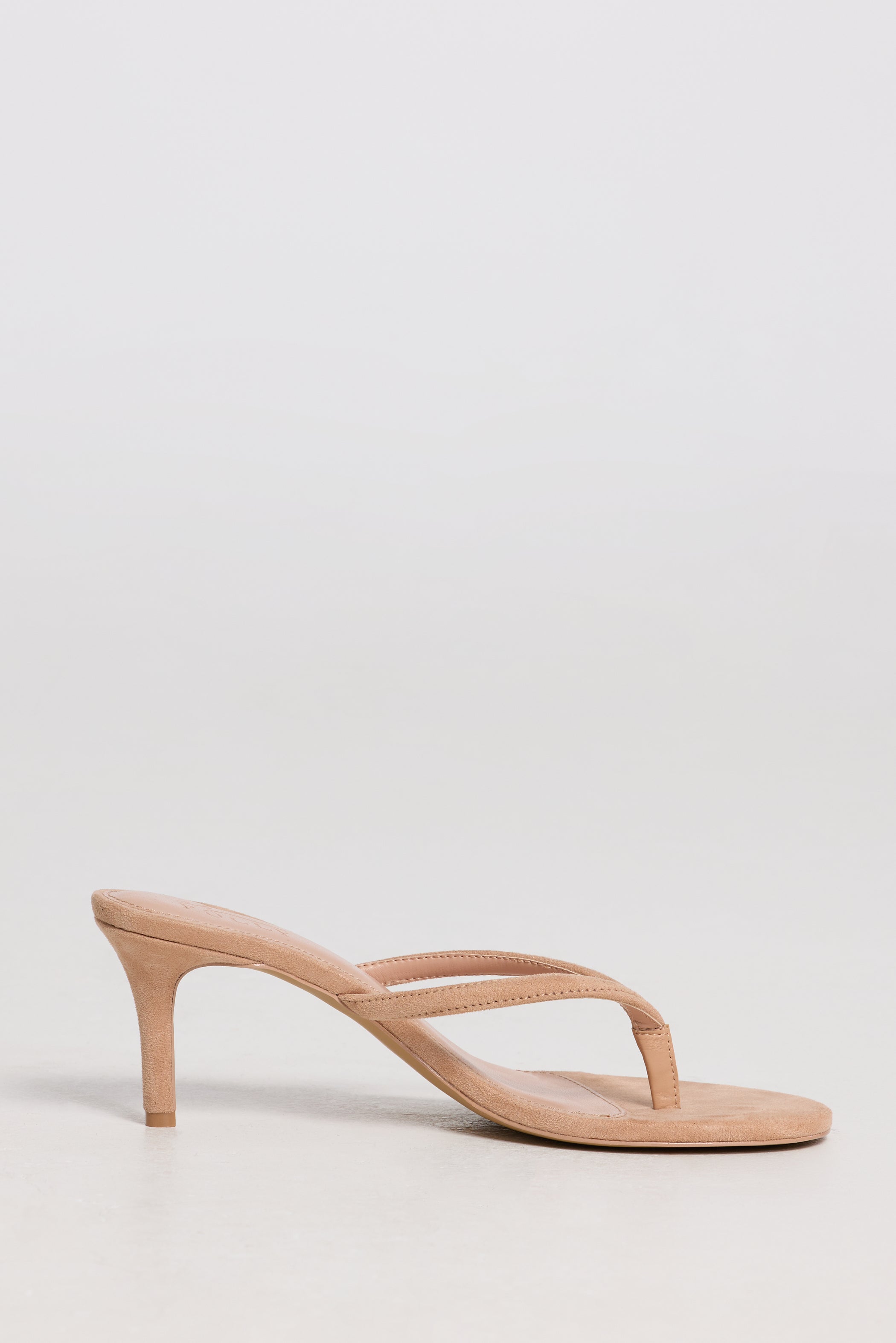Heeled Thong Sandals in Soft Tan