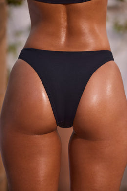 Mid Waist Hipster Bikini Bottoms in Black