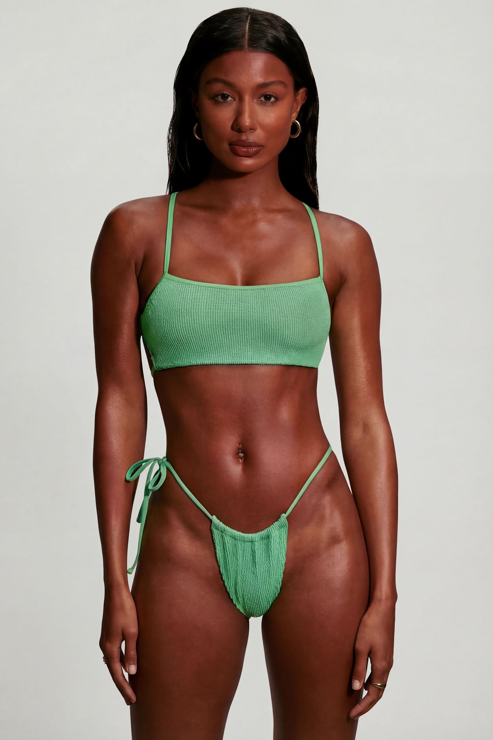 Strappy Scoop Bikini Top in Seafoam Green - 1