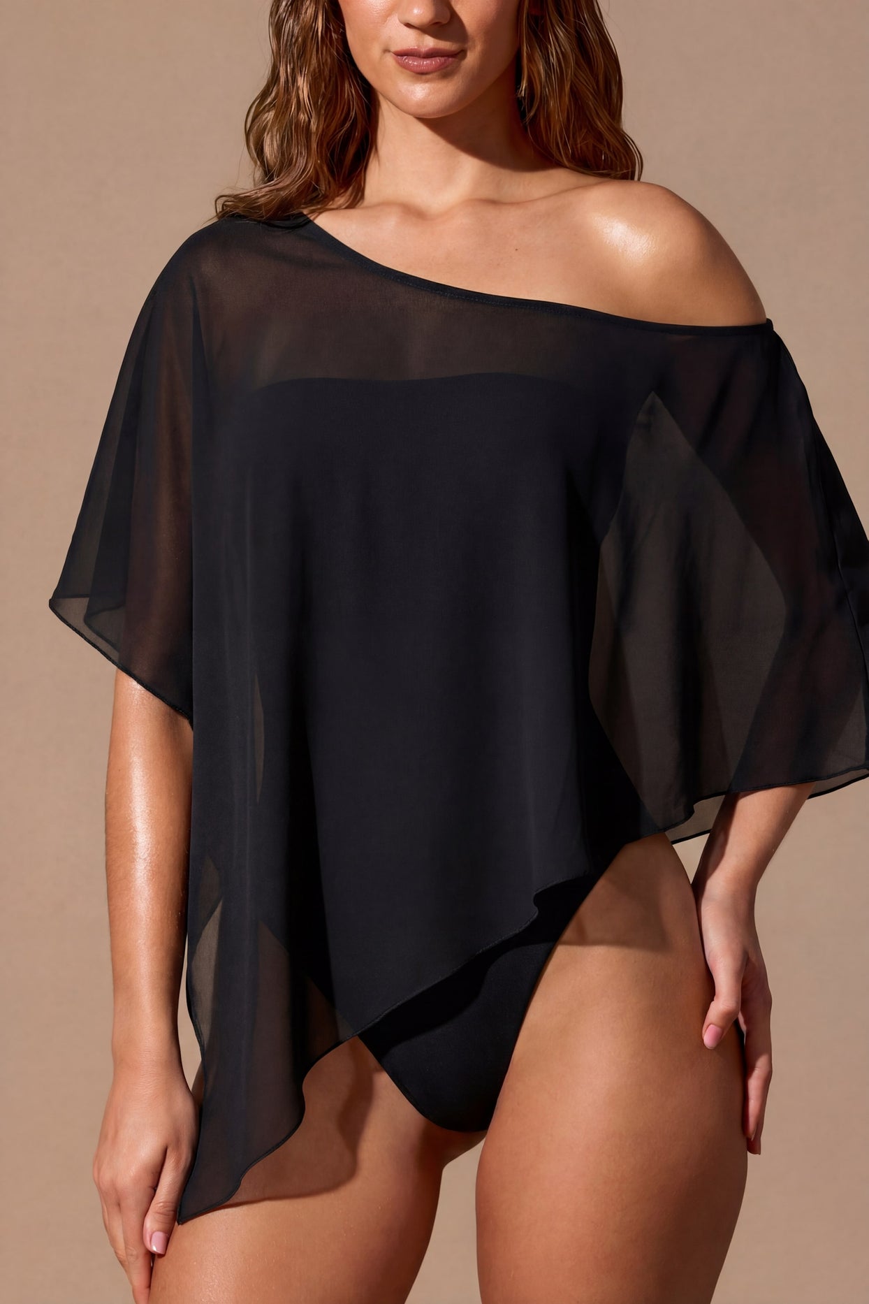 Sheer Poncho in Black