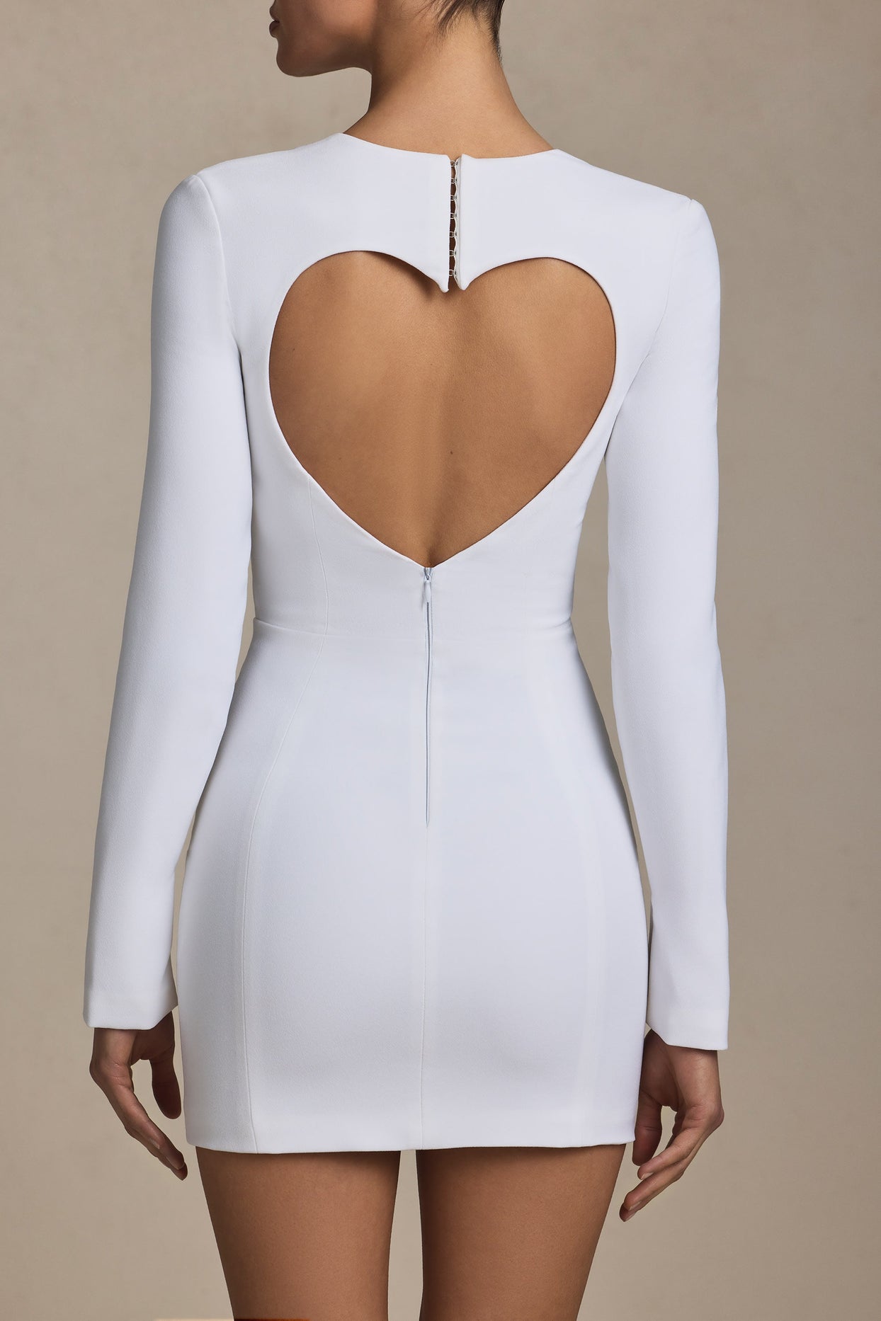 white cut out heart dress AREA White Crystal Heart Back Minidress