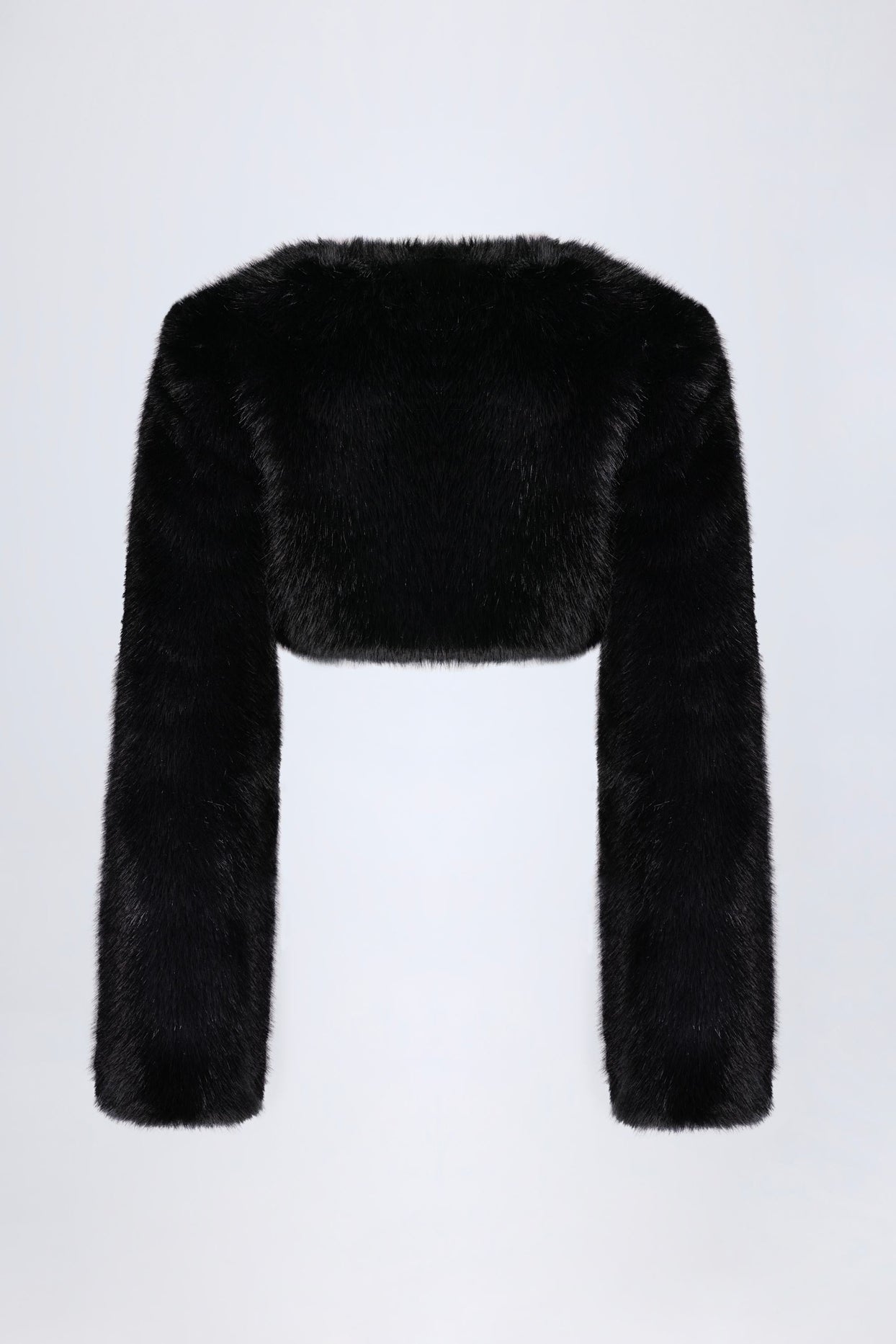 Faux Fur Cropped Bolero in Black