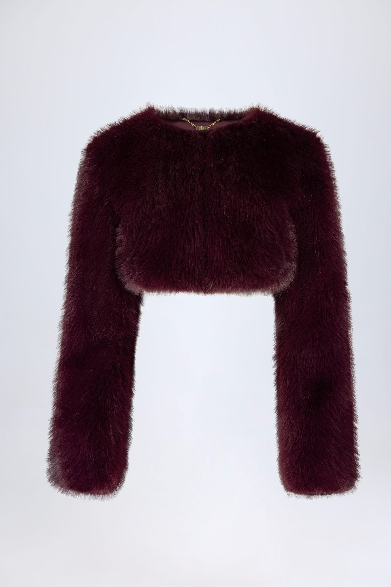 Faux Fur Cropped Bolero in Wine