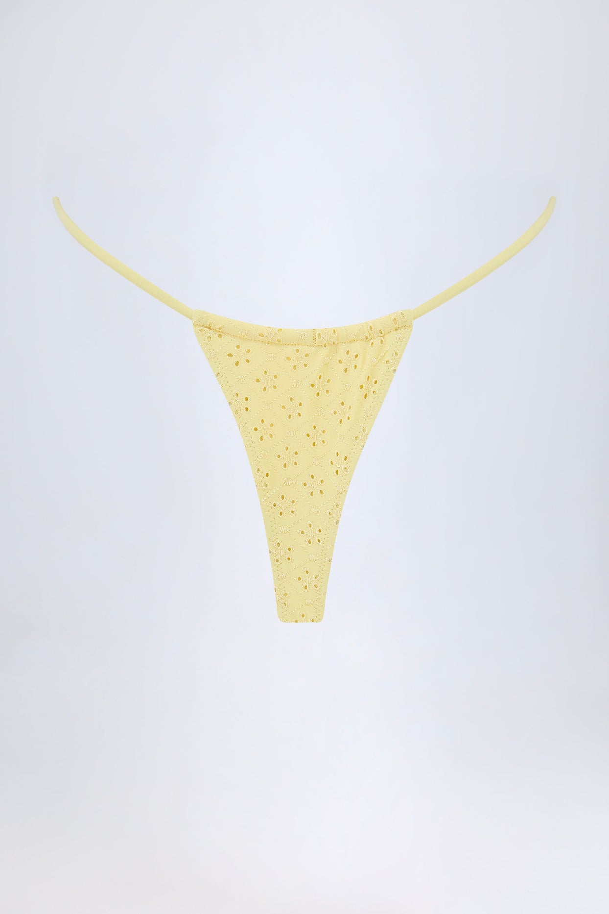 Broderie Anglaise Drawstring Bikini Bottoms in Lemon Yellow