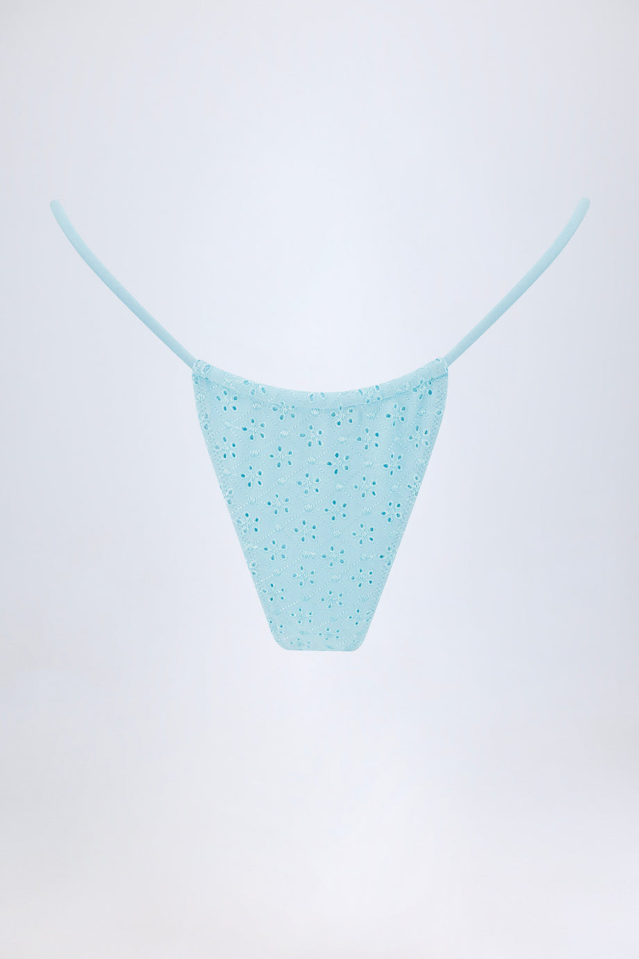 Broderie Anglaise Drawstring Bikini Bottoms in Powder Blue