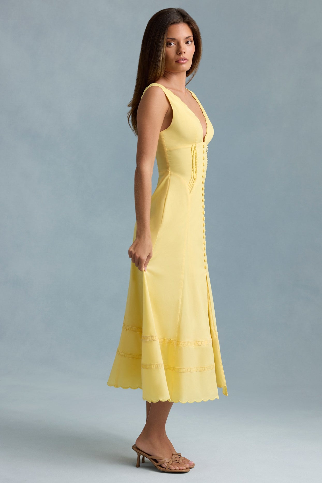 Aralisse Cotton-Poplin A-Line Midaxi Dress in Pastel Yellow | Oh Polly Aralisse Cotton-Poplin A-Line Midaxi Dress in Pastel Yellow | Oh Polly