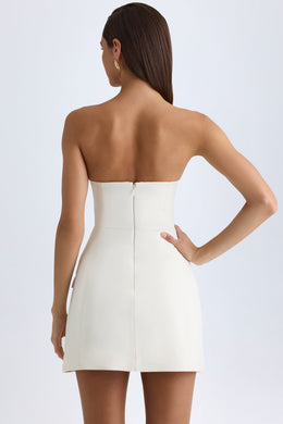 Strapless Structured Tulip Mini Dress in Vanilla