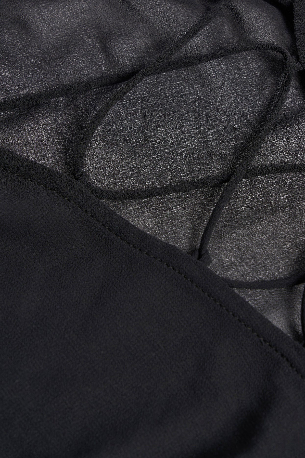 Lace-Up Balloon-Sleeve Mini Dress in Black