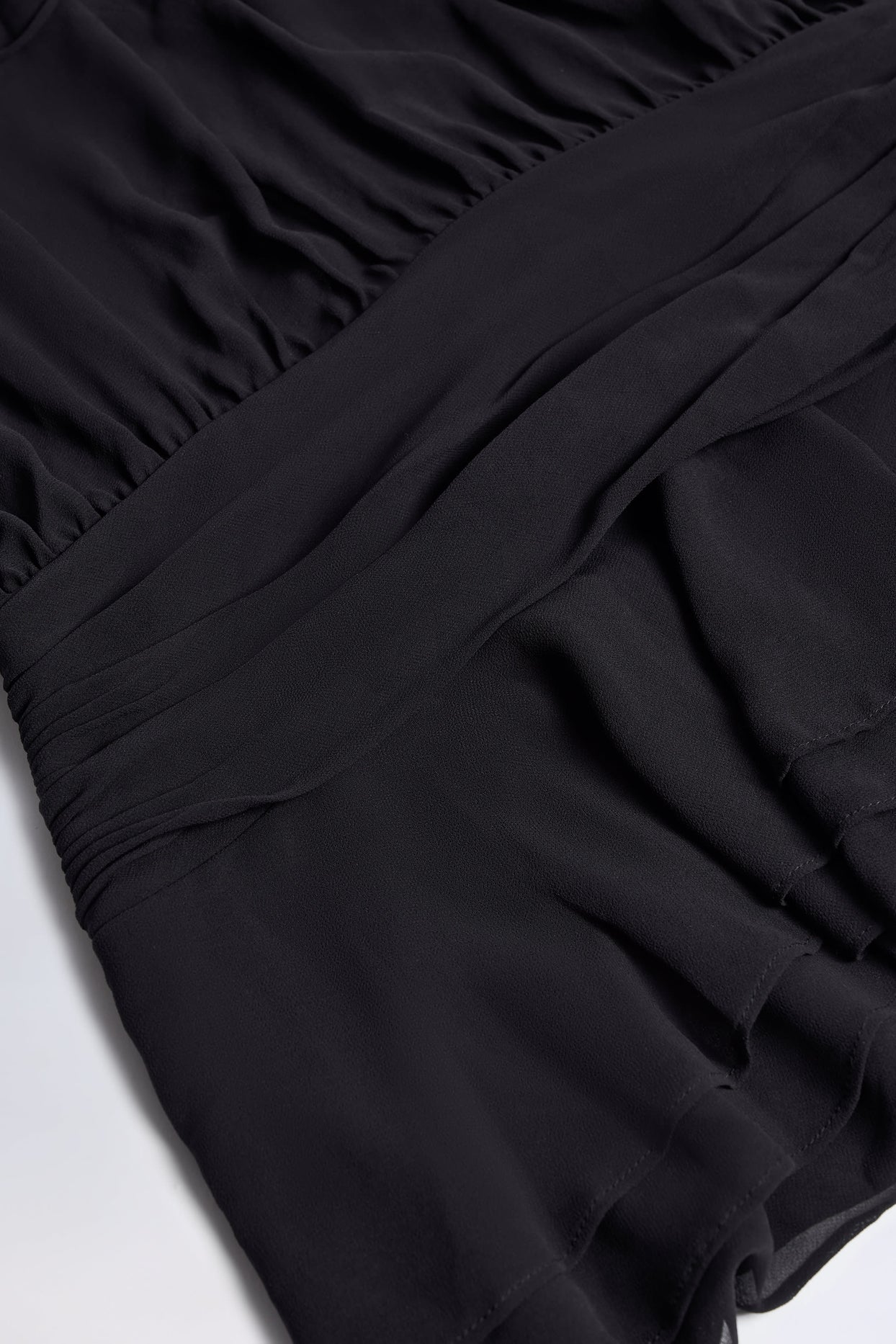 Lace-Up Balloon-Sleeve Mini Dress in Black