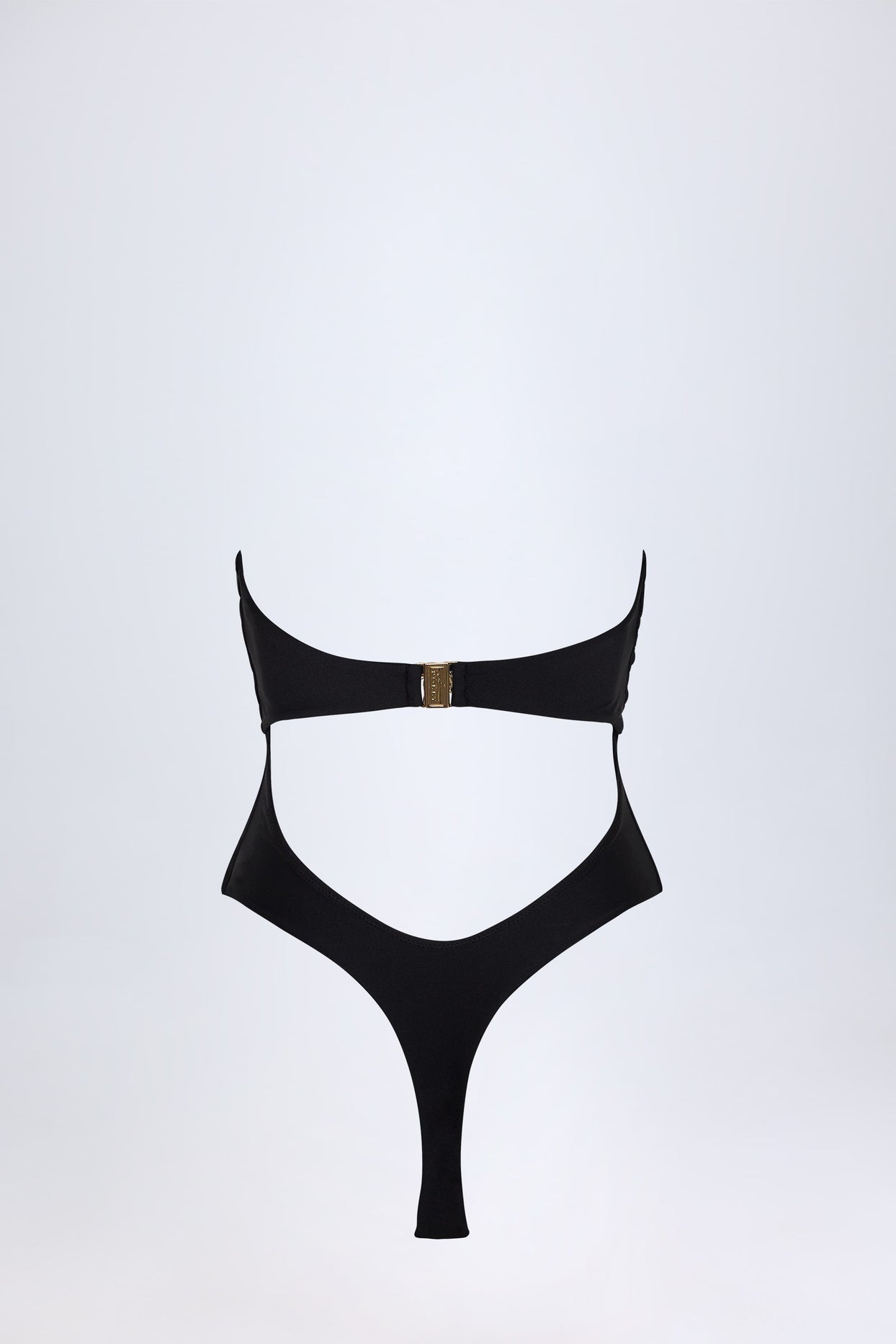 Cut-Out Hardware-Detail Swimsuit in Black