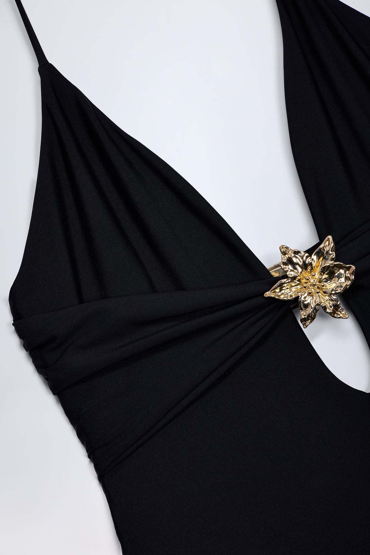 Cut-Out Hardware-Detail Swimsuit in Black