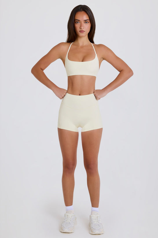 High-Waist Mini Shorts in Cream
