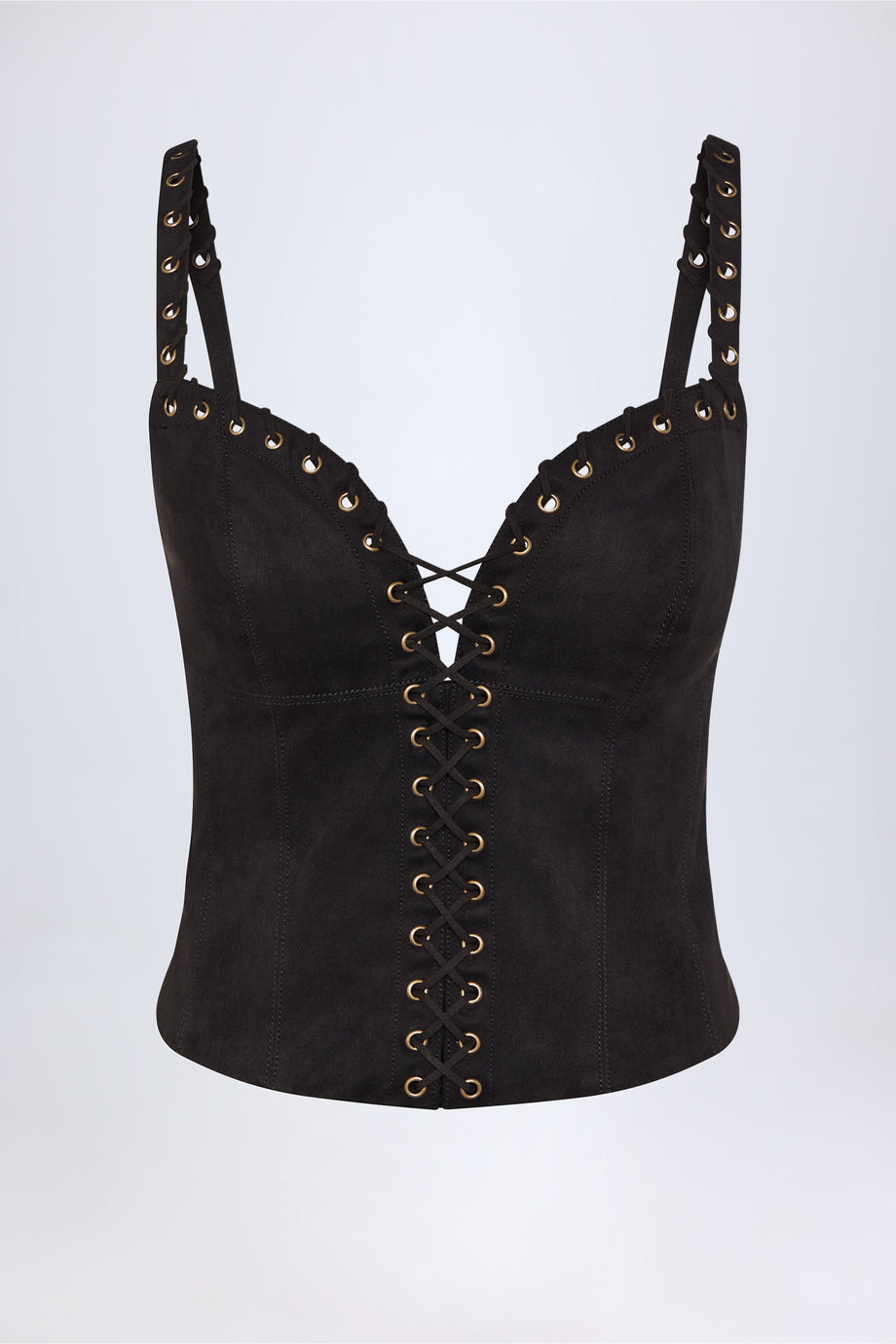 Lace-Up Top in Black