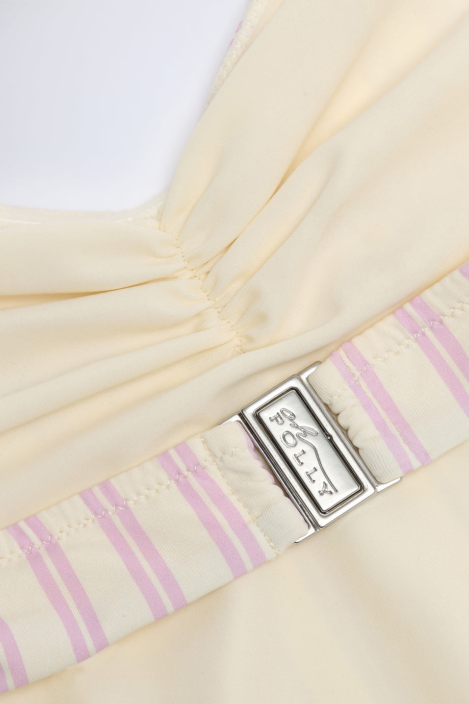 Cut-Out Halterneck Swimsuit in Mauve Double Stripe