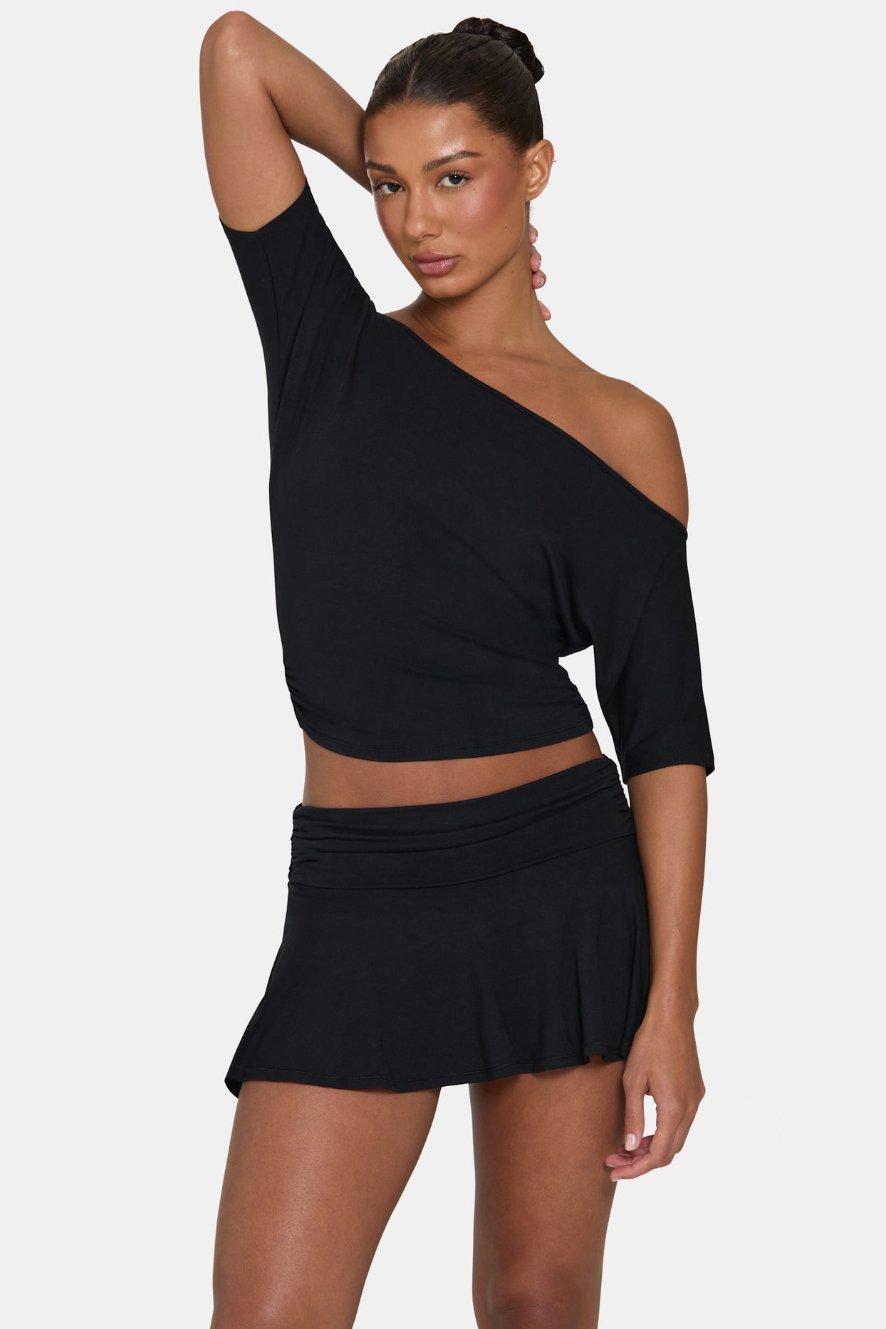 ButterCloud™ Slouchy Off-Shoulder Top in Black - 5