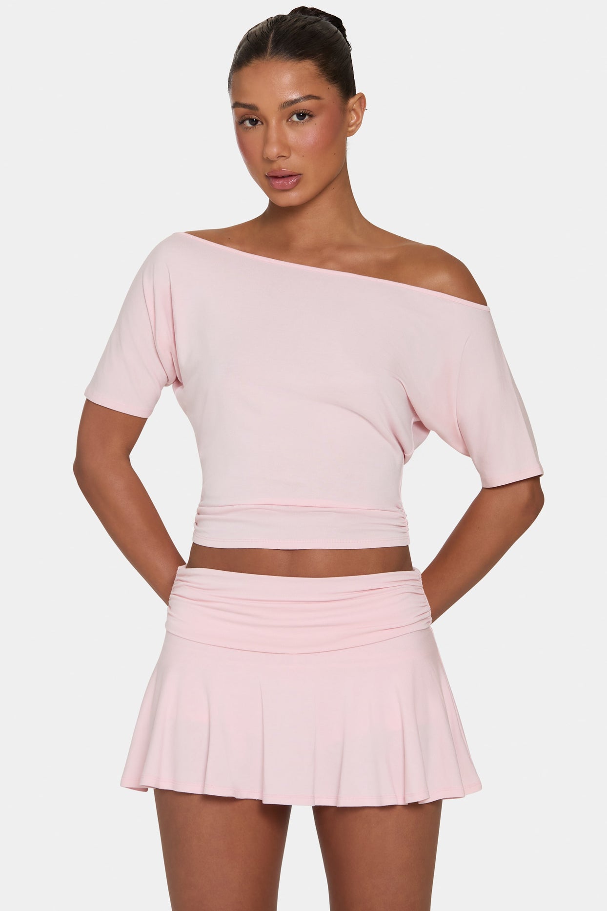 ButterCloud™ Slouchy Off-Shoulder Top in Blush - 5