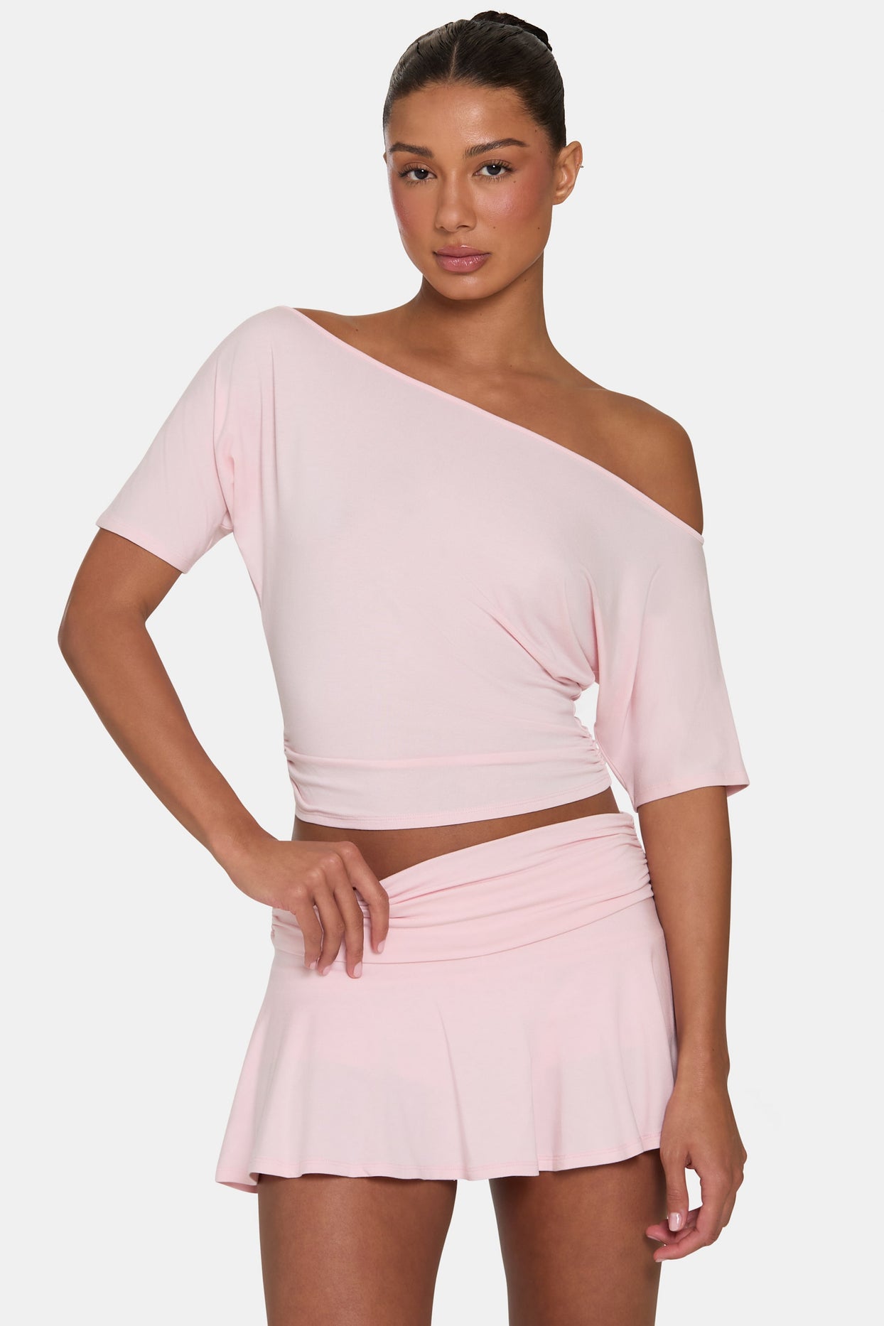ButterCloud™ Slouchy Off-Shoulder Top in Blush - 4