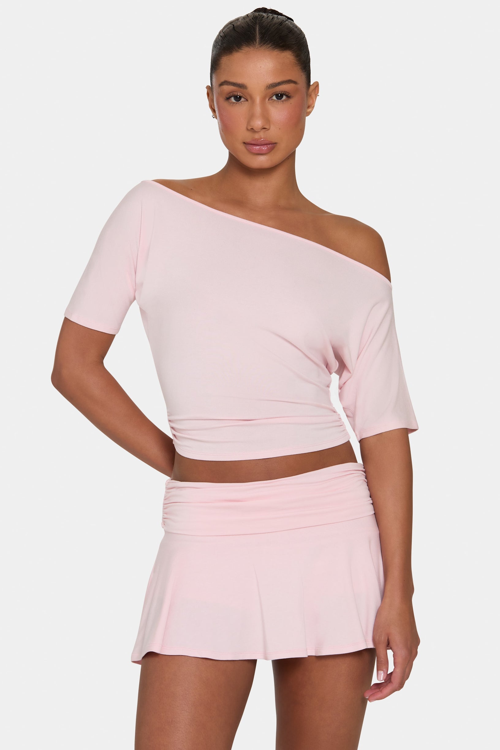 ButterCloud™ Slouchy Off-Shoulder Top in Blush - 1