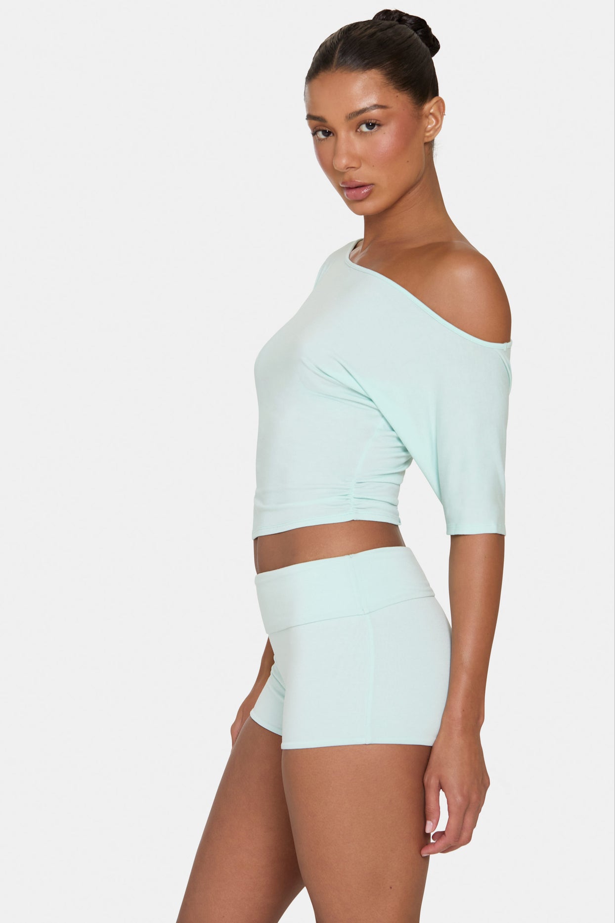 ButterCloud™ Mini Foldover Shorts in Peppermint - 3