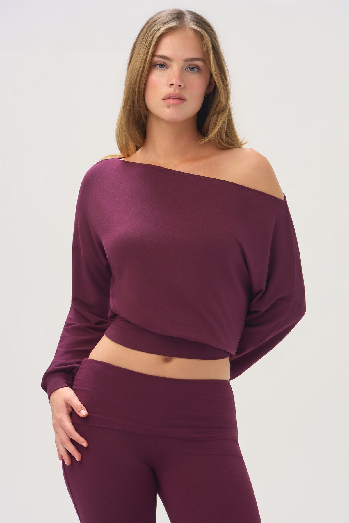 ButterCloud™ Slouchy Off-Shoulder Top in Plum - 1