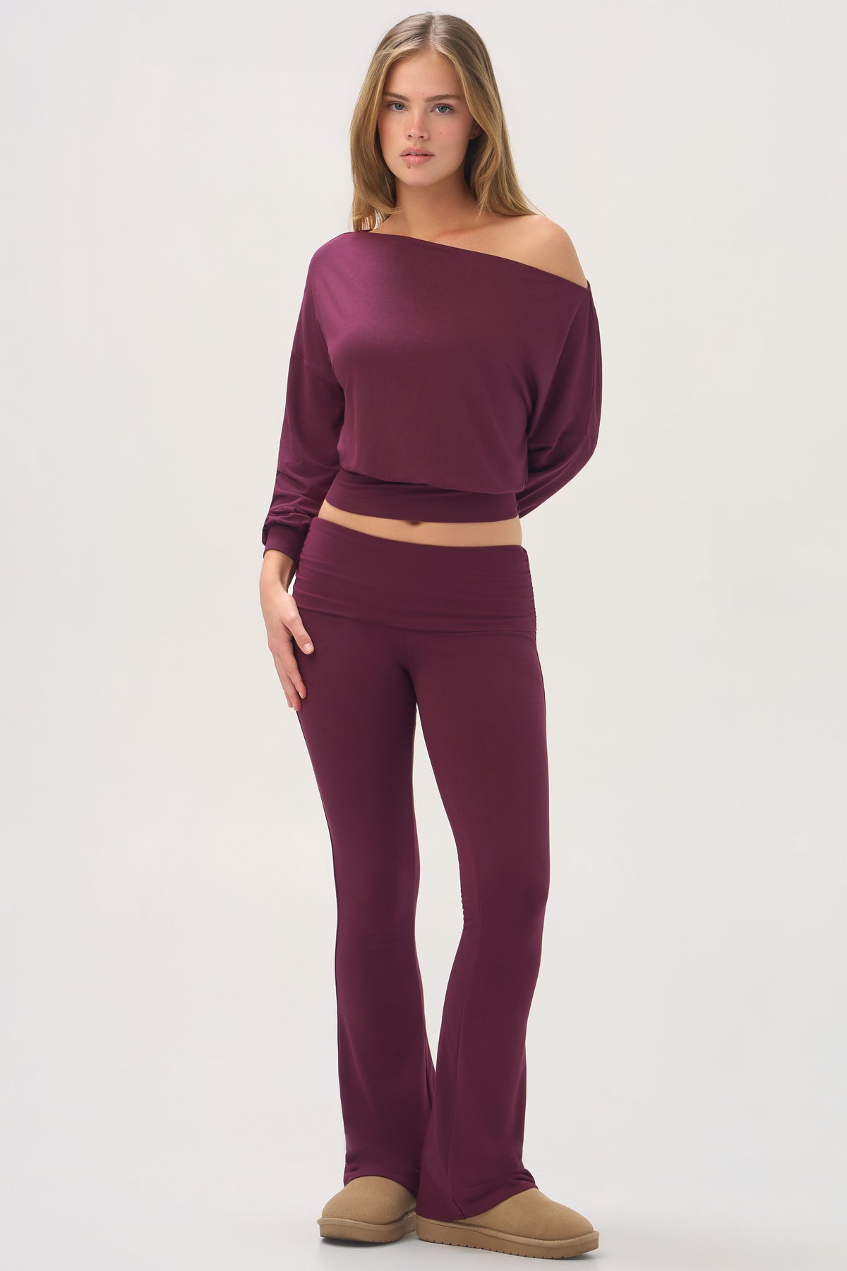 ButterCloud™ Slouchy Off-Shoulder Top in Plum - 2