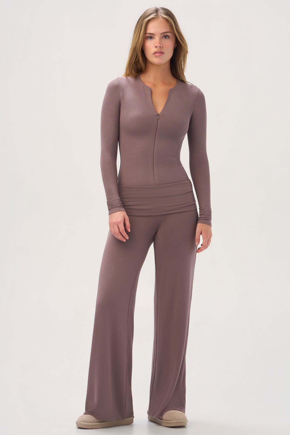 ButterCloud™ Zip-Neck Top in Chestnut - 2