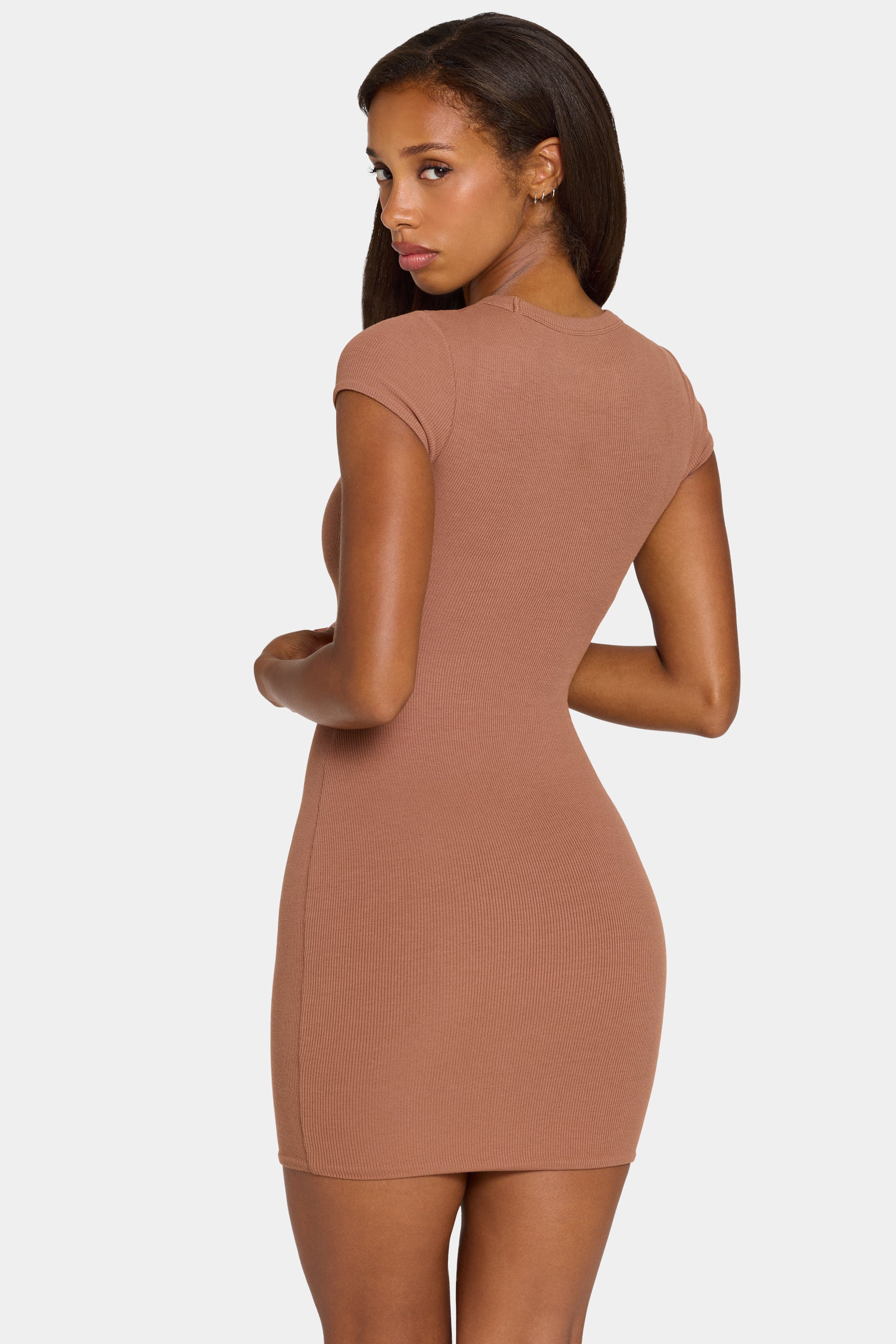 ButterCloud™ Cap Sleeve Mini Dress in Cocoa