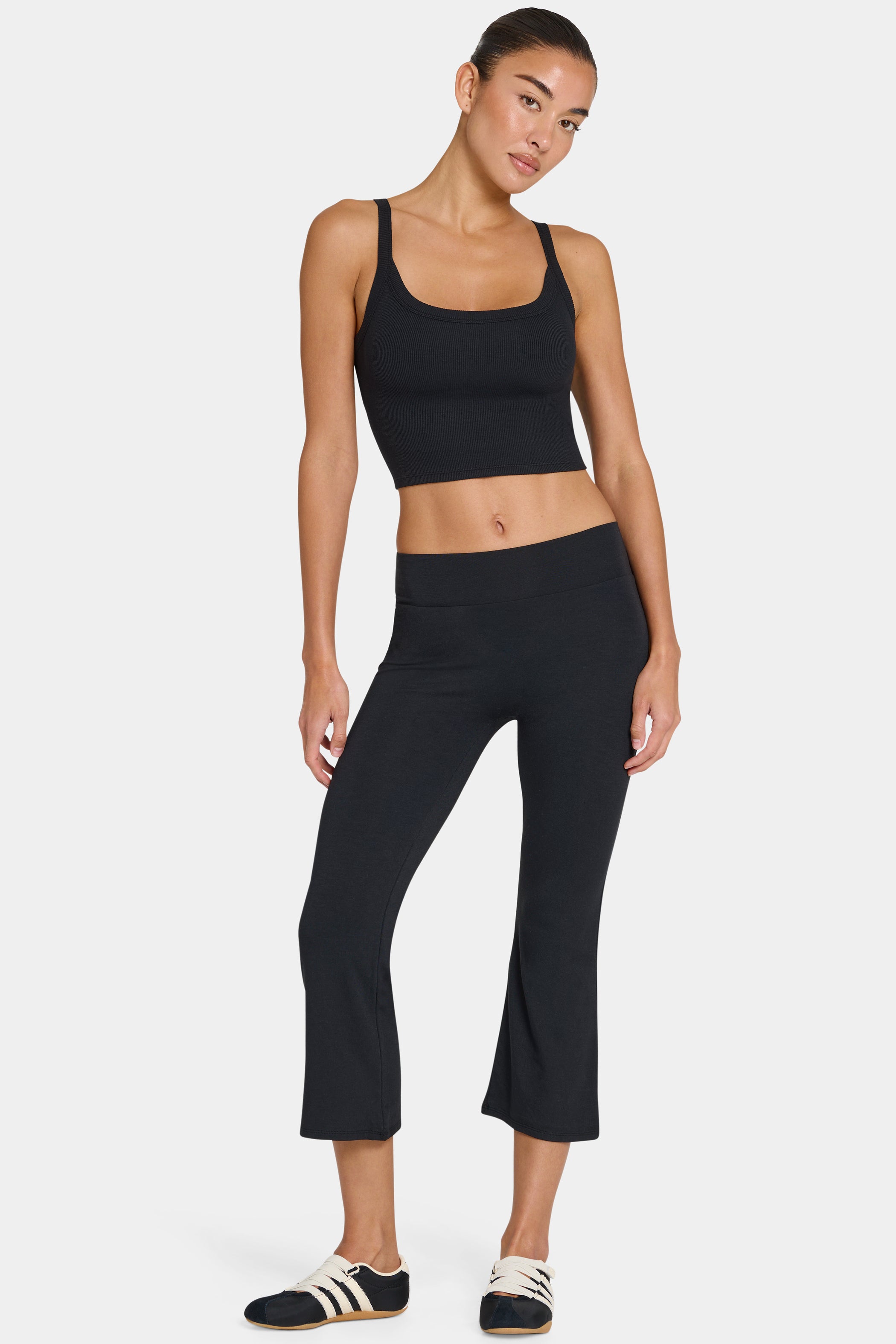 ButterCloud™ Flared Capri Leggings in Black