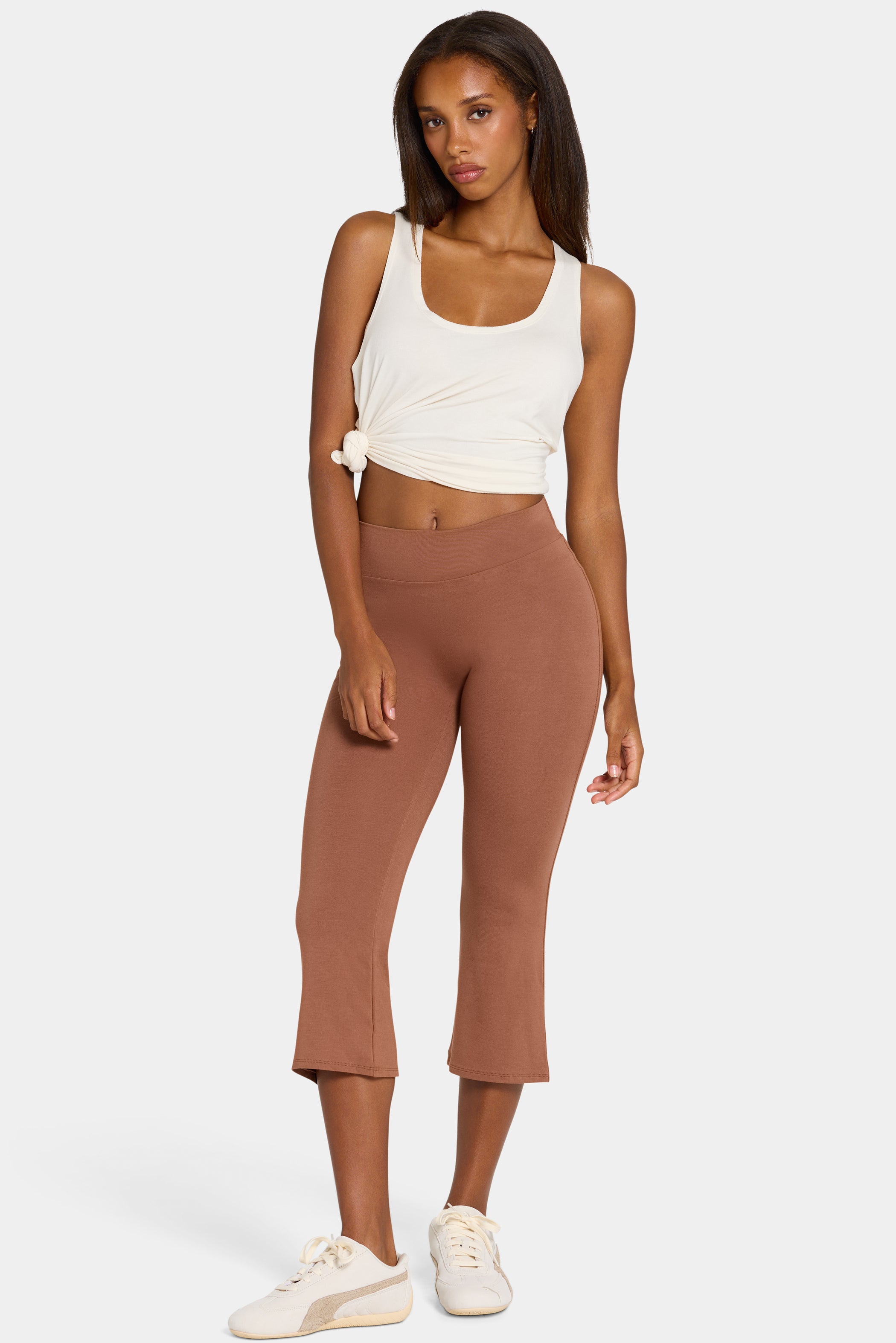 ButterCloud™ Flared Capri Leggings in Cocoa