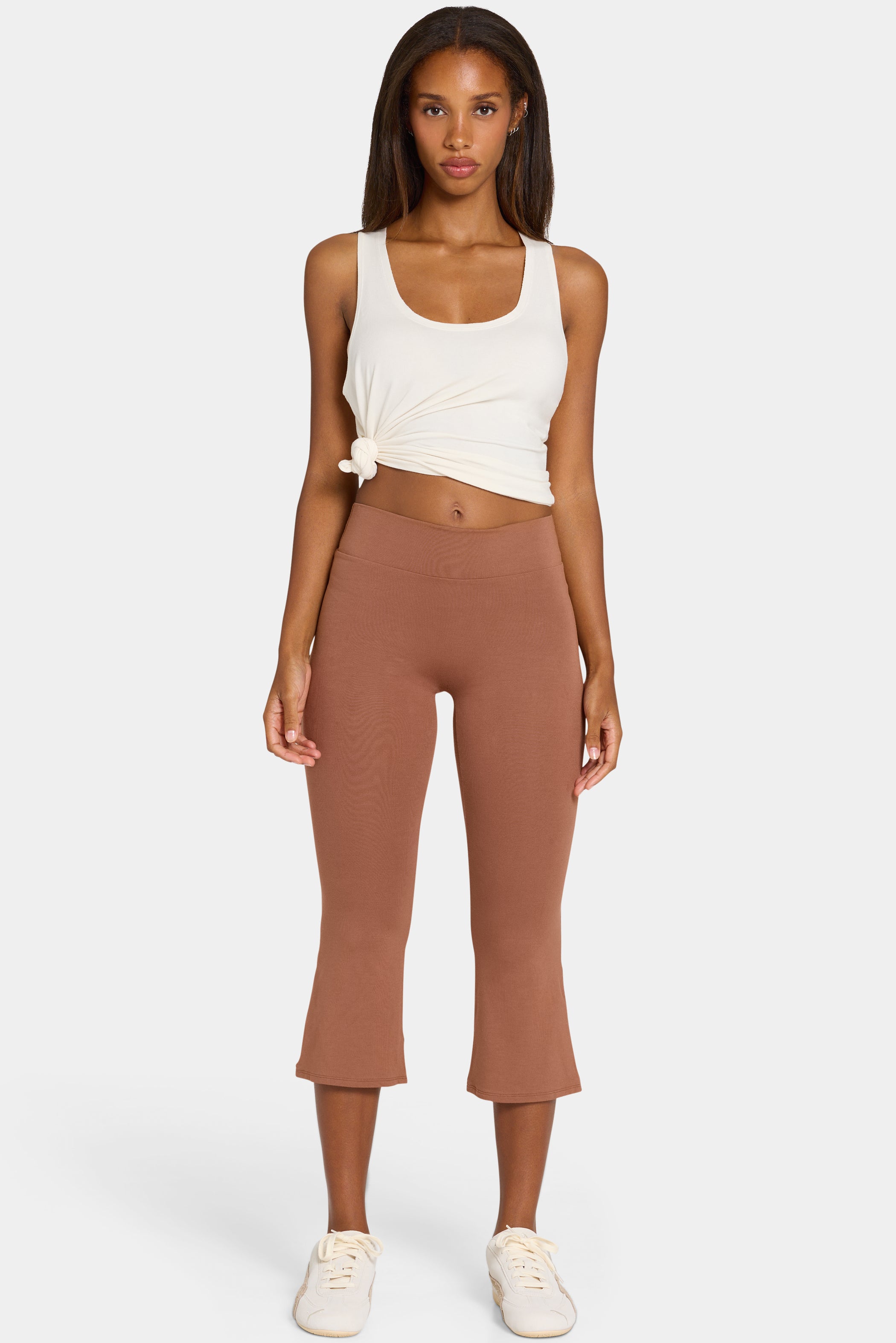 ButterCloud™ Flared Capri Leggings in Cocoa