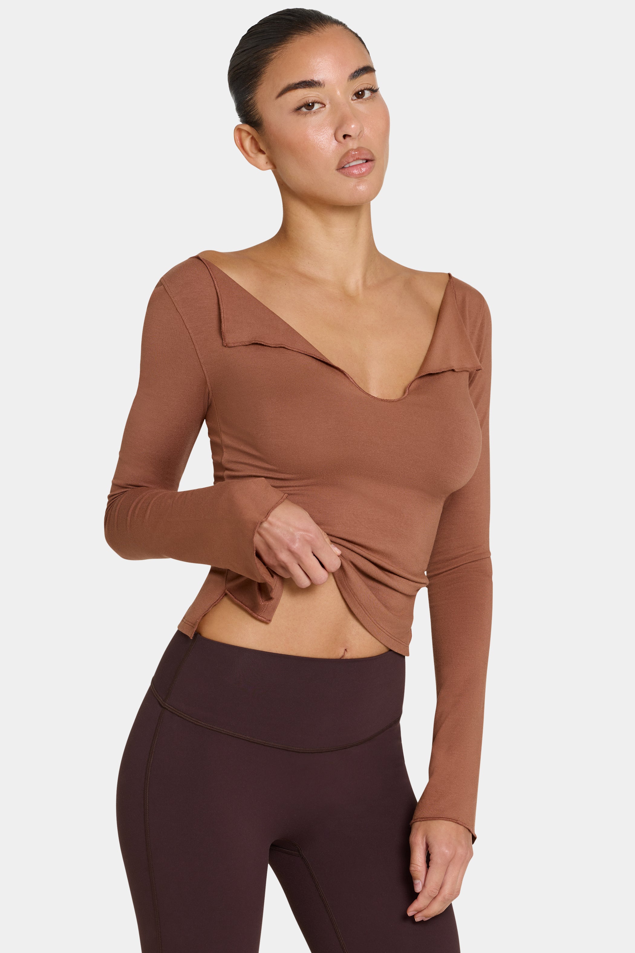 ButterCloud™ Long Sleeve Top in Cocoa