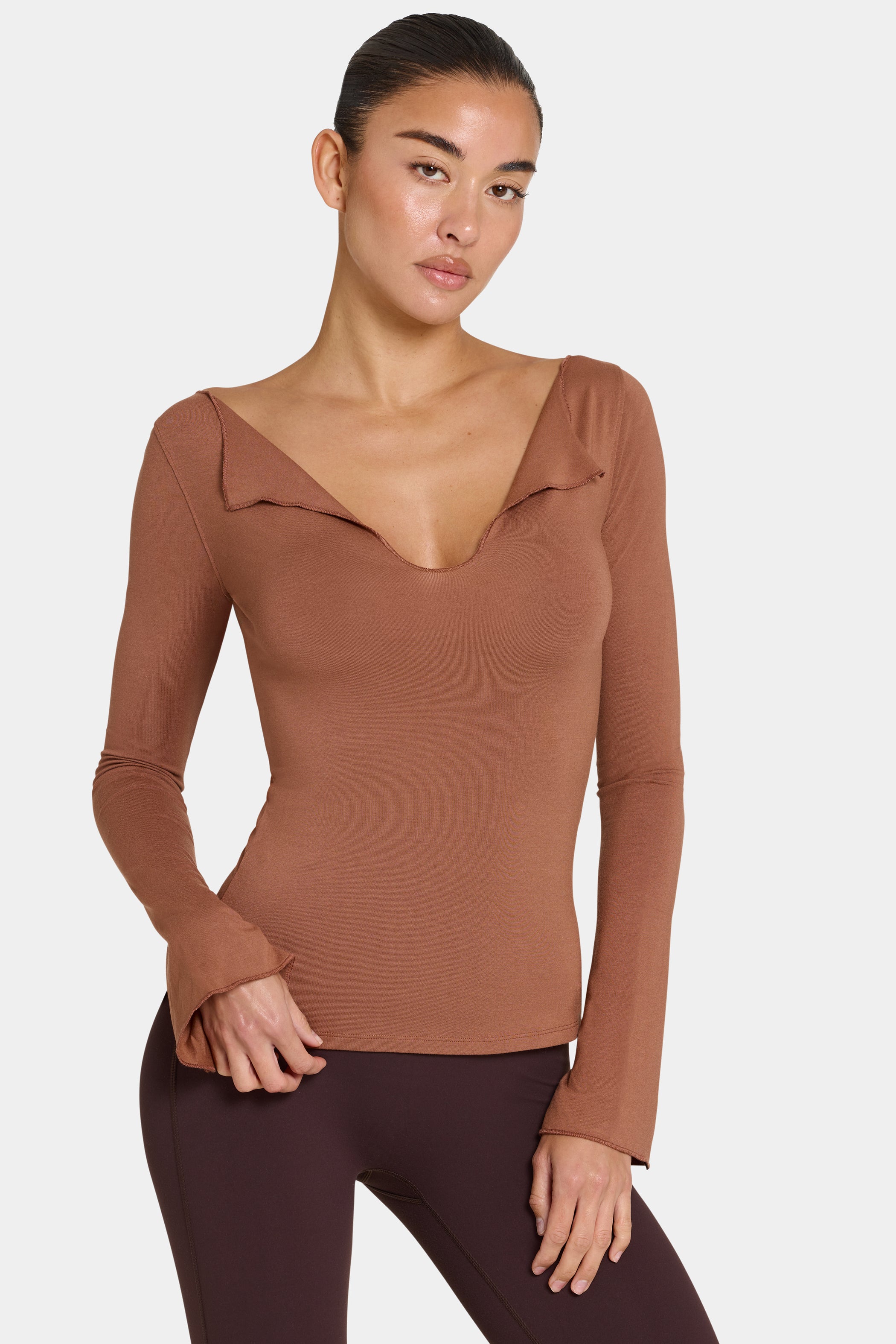 ButterCloud™ Long Sleeve Top in Cocoa